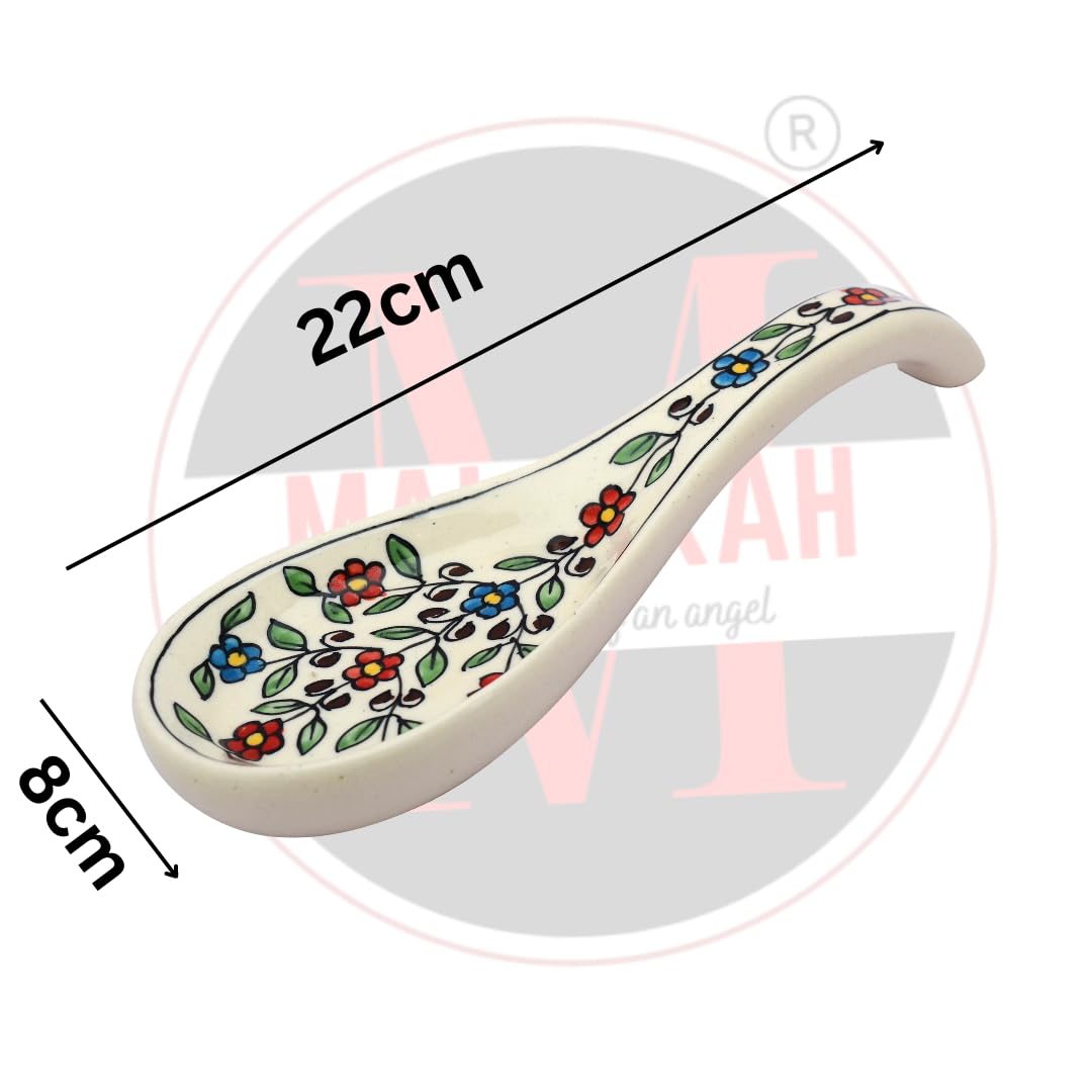 Hand-Painted Ceramic Spoon Rest - Multi-Orange Design for Kitchen Countertop | Durable Serveware & Cutlery Holder | Set of 2 | Perfect for Cooking, Serving, and Protecting Countertops from Hot Utensils