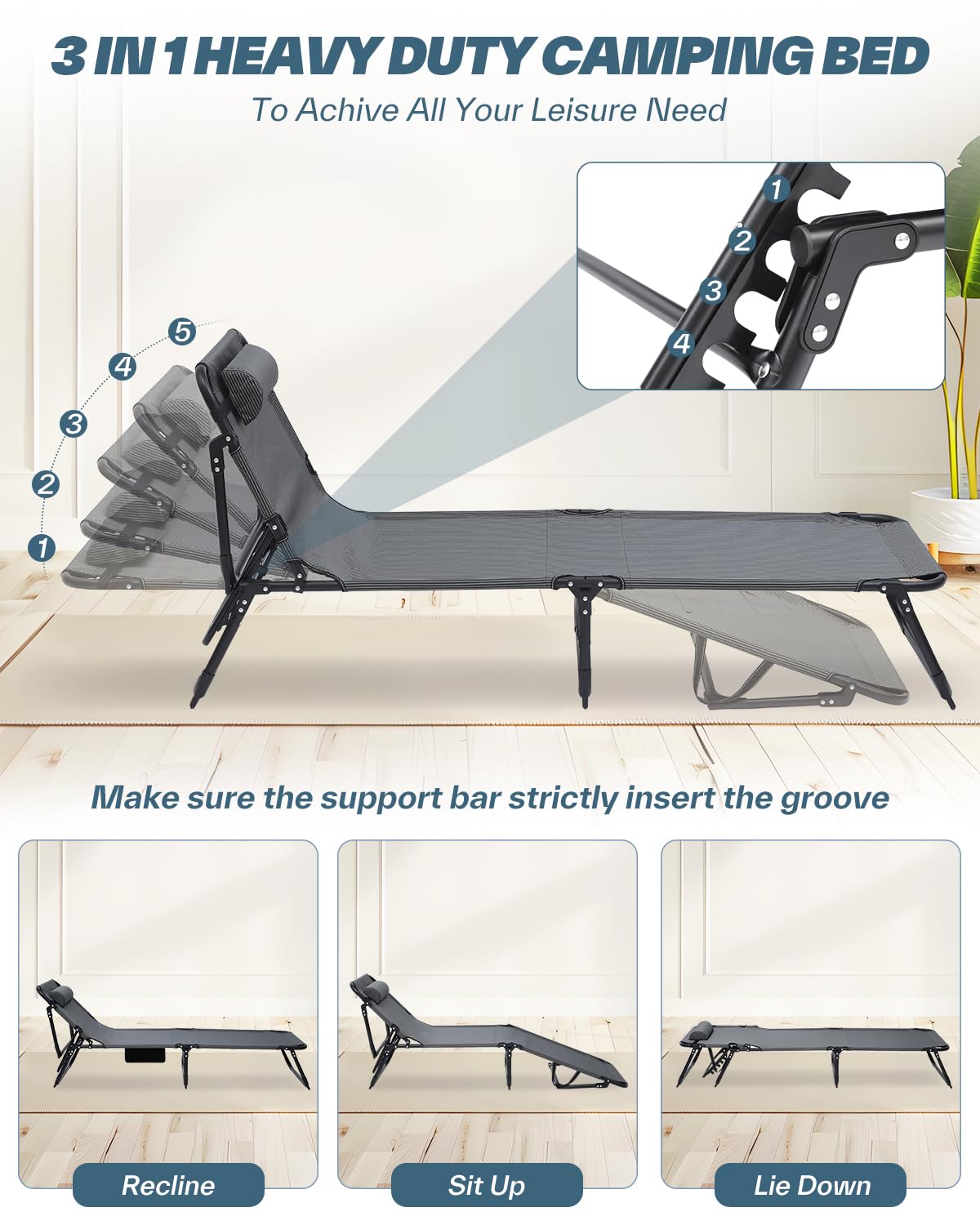 **Sportneer Heavy Duty Camping Cot for Adults - 450 LBS Capacity, Portable Folding Bed with Padded Mattress - Perfect for Camping, Tent, Office, Outdoor Travel & Sleepovers**