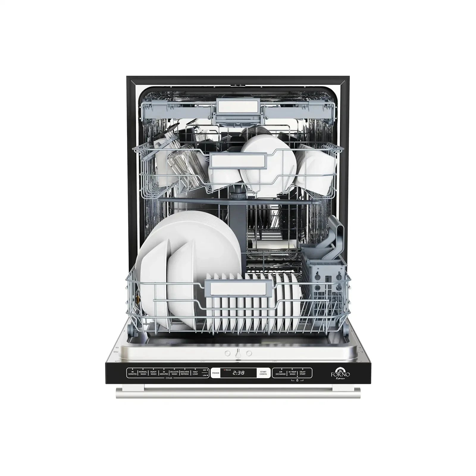Forno Romano FDWBI8035 24-Inch Built-In Dishwasher in White with Stainless Steel Handle - Energy Efficient, Quiet Operation for Modern Kitchens | Perfect for Small Families and Open-Concept Homes