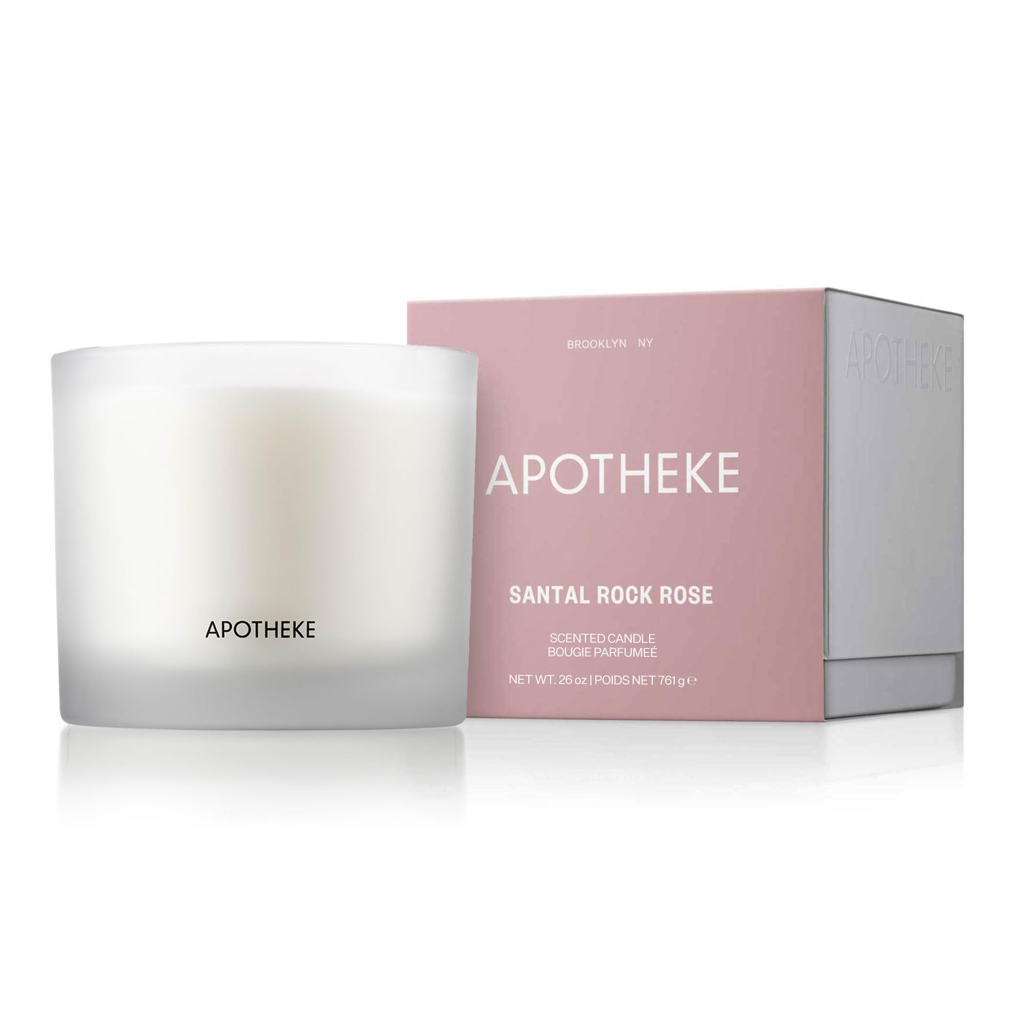 Apotheke 3-Wick Candles - Santal Rock Rose Scented Soy Wax Candles for Home, Spa & Relaxation | Long-Lasting Fragrance for Bedroom, Bathroom & Meditation