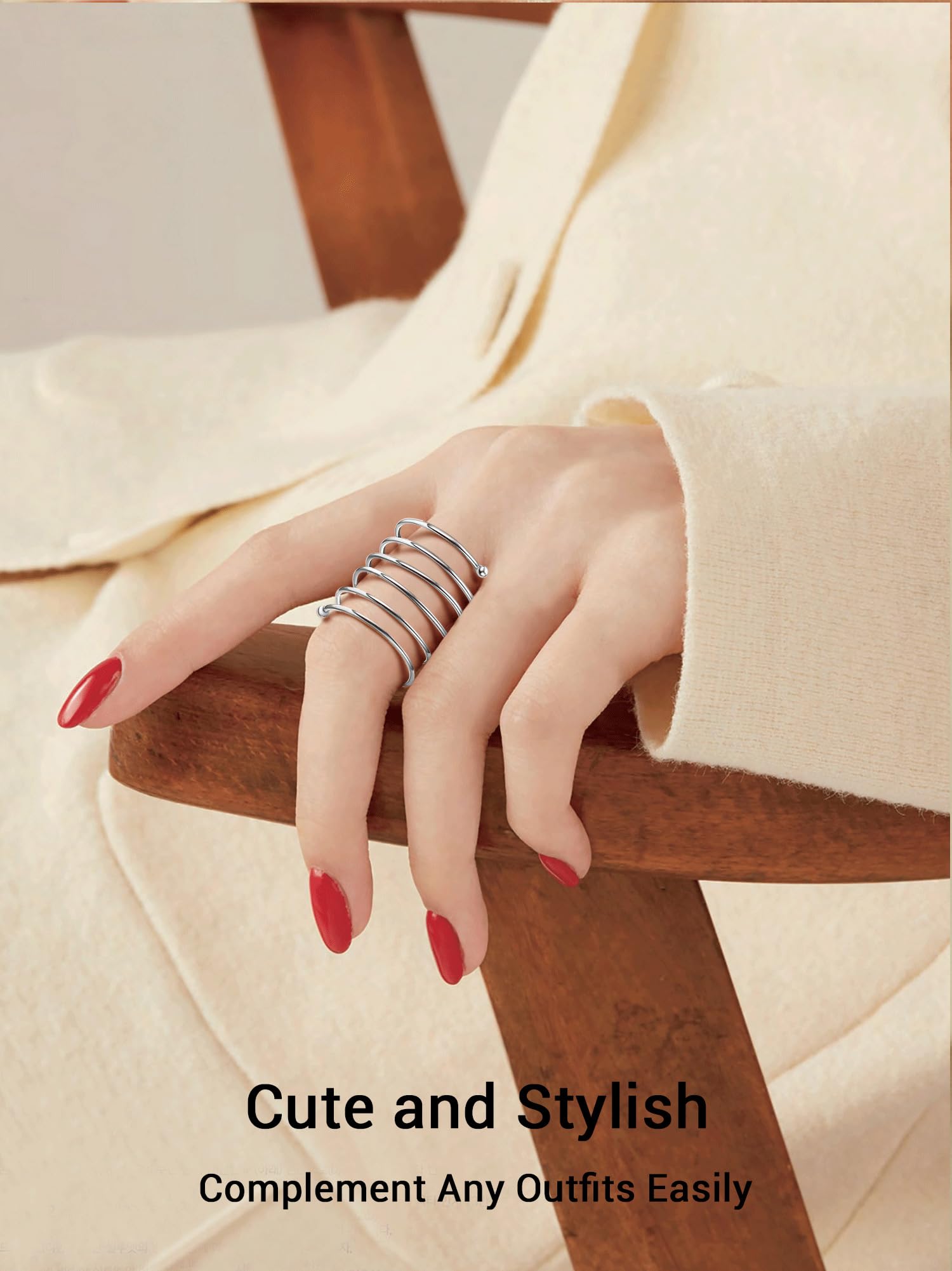 PROSILVER 925 Sterling Silver Adjustable Open Ring for Women - Solid Stackable Knuckle & Pinky Ring - Gift Box Included - Perfect for Everyday Wear, Stacking & Special Occasions