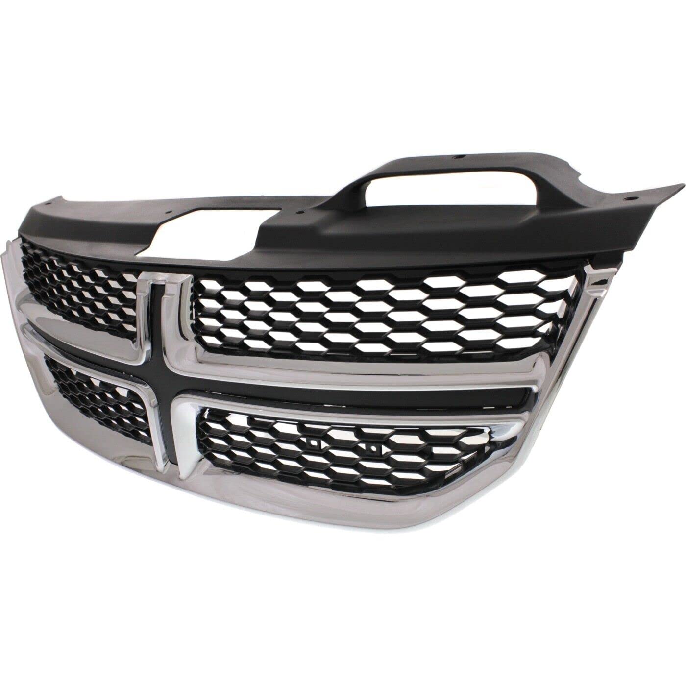 FITRITE AUTO PARTS Textured Black Grille with Chrome Molding for 2011-2020 Dodge Journey - Replacement Front Grille Without Fog Lights (Part# 1SU84SZ0AC CH1200362) - Perfect for Car Upgrades & Customization