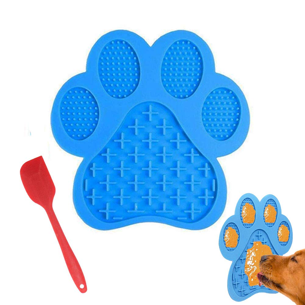 Dog Licking Mat for Anxiety Relief - Peanut Butter Slow Feeder Bowl with Strong Suction for Bathing, Grooming & Training - Blue Pet Lick Pad | Perfect for Stress Relief, Mealtime Fun & Puppy Training Sessions