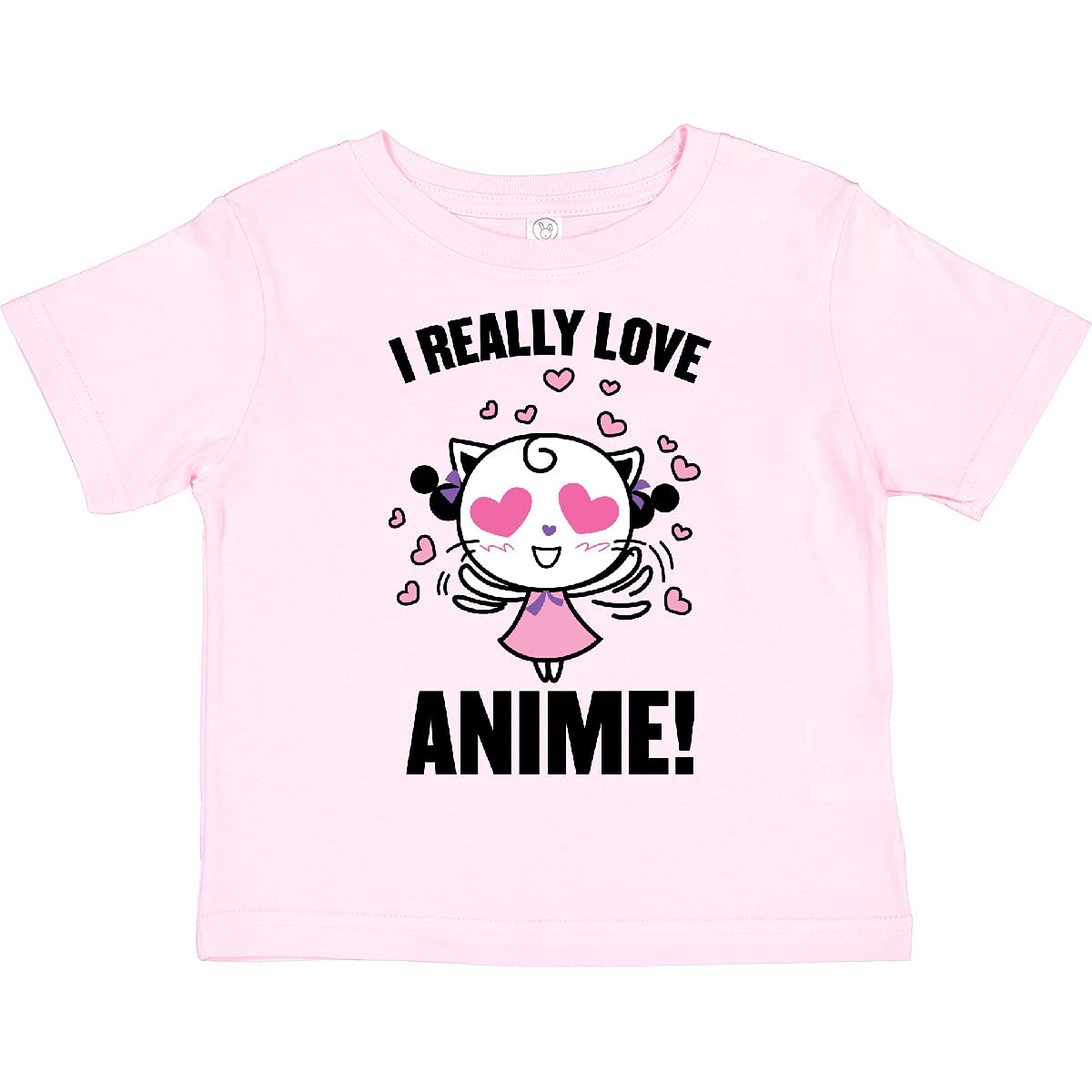 Inktastic I Really Love Anime Cute Cat & Hearts Toddler T-Shirt - Perfect for Anime Fans & Kawaii Lovers
