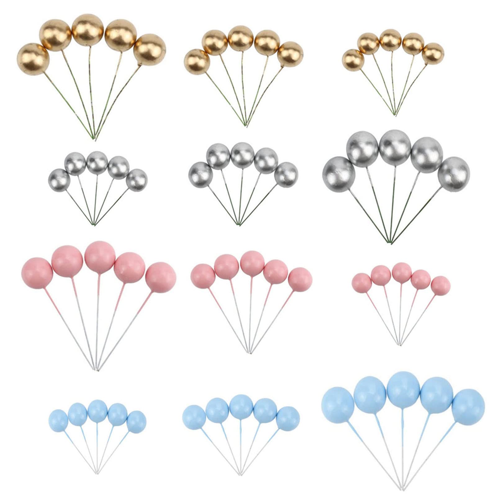 60 PCS Colorful Pearl Cake Toppers - Ball Shaped Cake Decorations for DIY, Cupcakes, Wedding & Birthday Parties - Perfect for Cake Inserts, Cupcake Toppers and Dessert Decorations