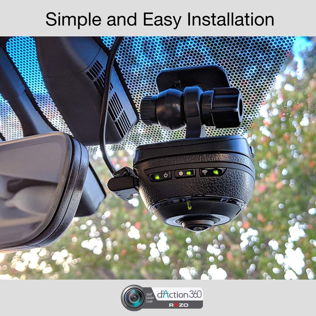 RAZO DC3000A 360 Degree Action Dash Cam - 4K Car Camera with Built-in WiFi, GPS, Sony Sensor, WDR, 3-Axis G-Sensor & Stereo Mic | Ultimate Driving Security for Road Trips, Commuting & Parking Surveillance
