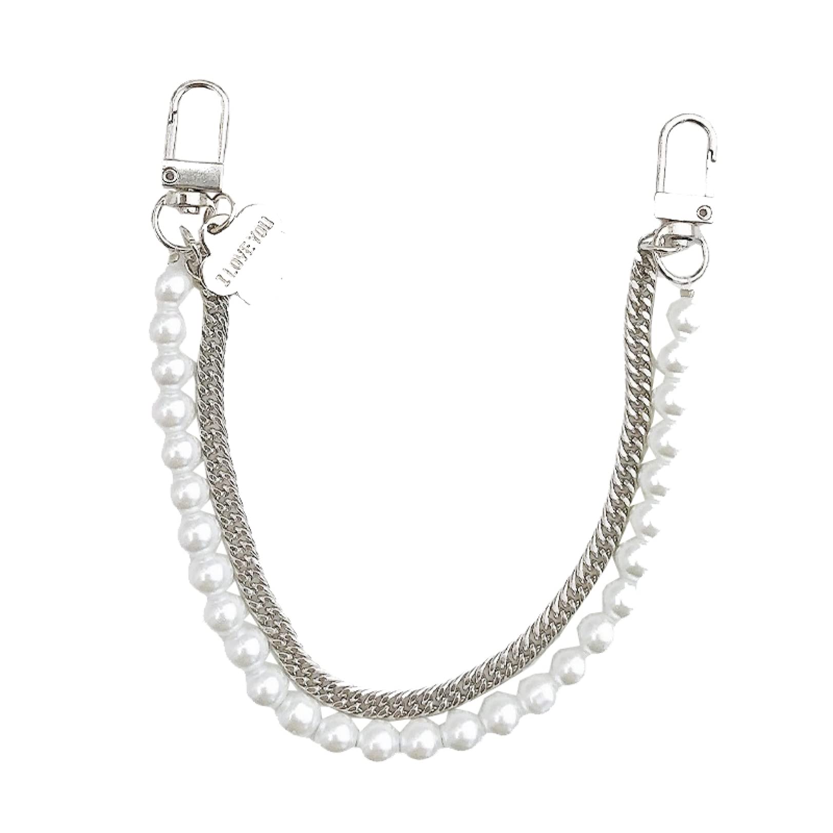 Elegant White Pearl Metal Bag Strap - Twisted Purse Chain for Handbags | DIY Replacement Handles for Women's Accessories | Perfect for Evening Bags, Clutches & Shoulder Bags