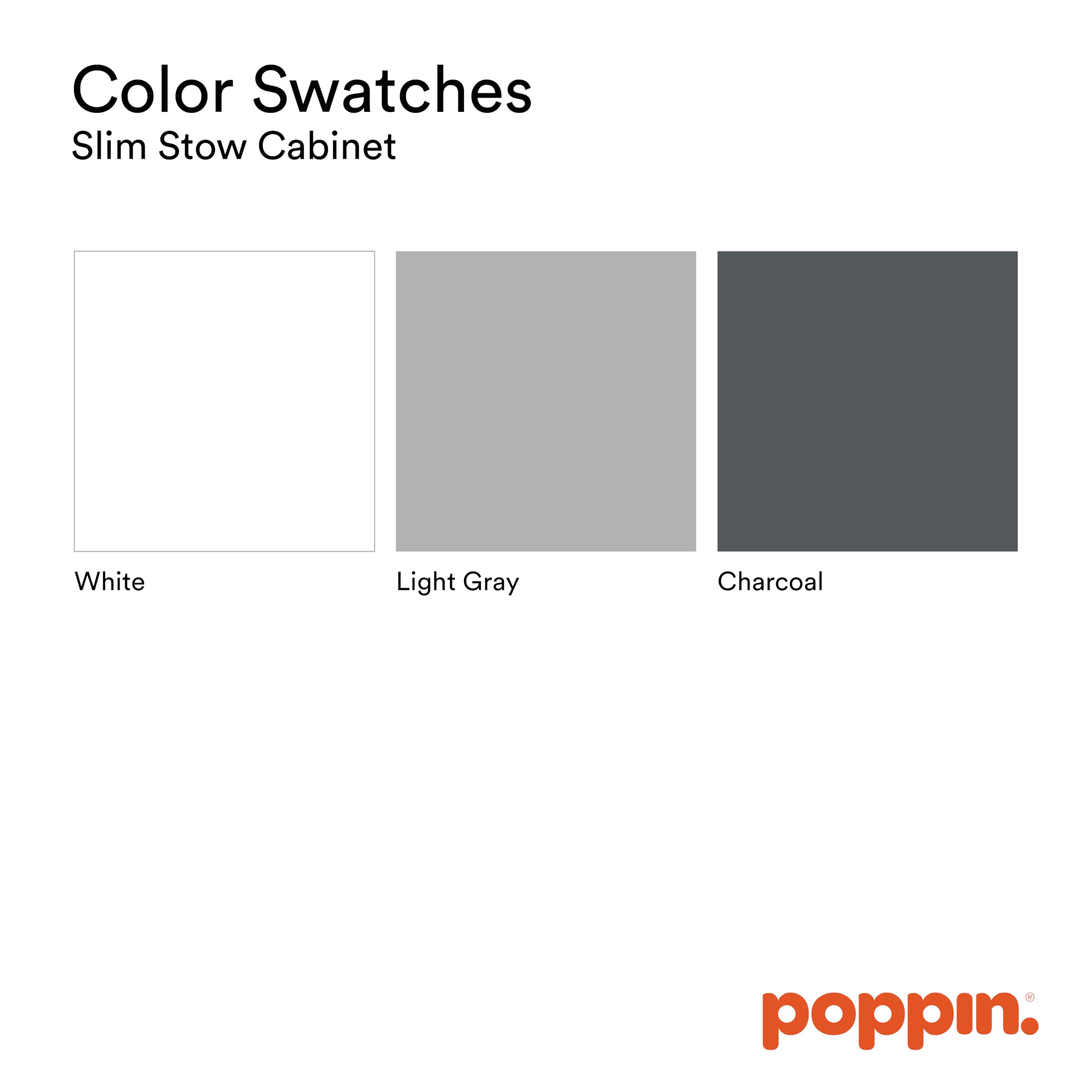 Poppin Slim Stow 3-Drawer File Cabinet - White & Light Gray | 2 Utility Drawers + 1 Hanging File Drawer | Powder-Coated Steel Office Storage | for Home Office, Workspace & Classroom Organization