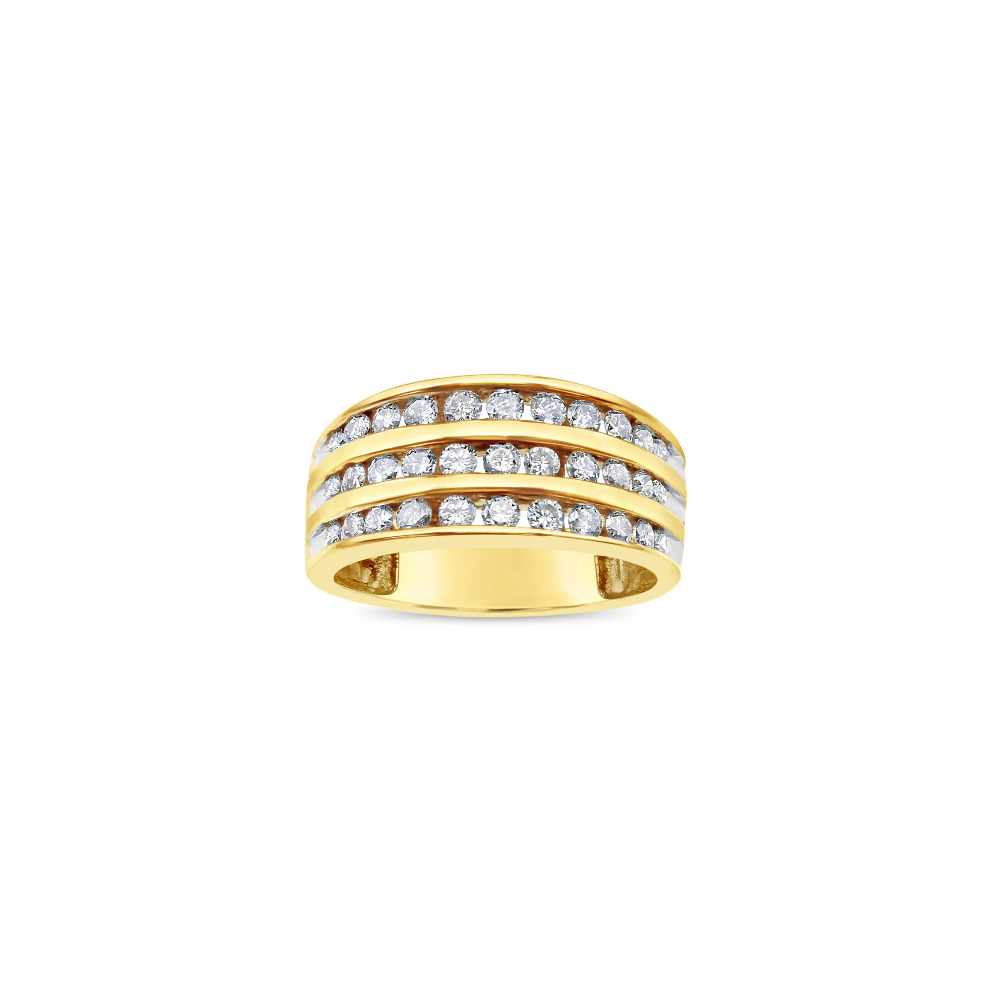 1 Carat Triple Row Diamond Wedding Band Ring for Women - 10K Yellow Gold - Perfect for Engagement, Anniversary & Bridal Jewelry Gifts