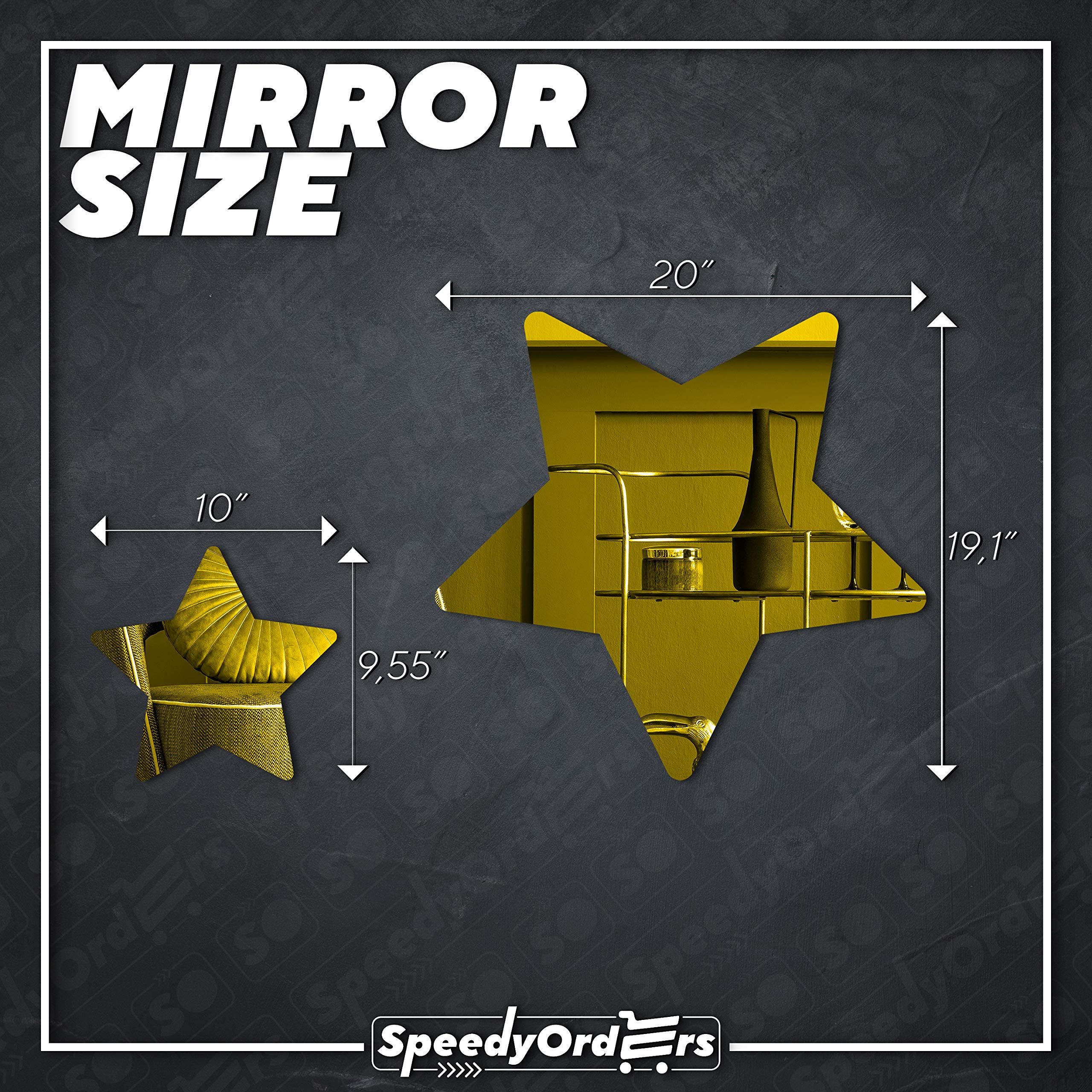 Modern Gold Star Shaped Acrylic Mirror - 20 x 19.1 Inch Geometric Wall Decor for Nursery, Kids Bedroom, Home & Craft Projects | Stylish & Safe Decor for Children's Rooms, DIY Wall Art, Gift Ideas