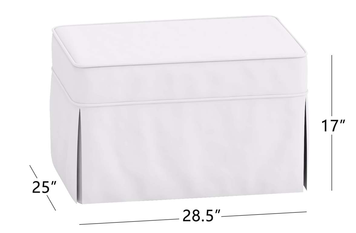 Premium Cotton Ottoman Slipcover Replacement - Fits Pottery Barn PB Basic Ottoman - Dense Sofa Footstool Cover in Beige - Perfect for Living Room, Bedroom & Home Decor