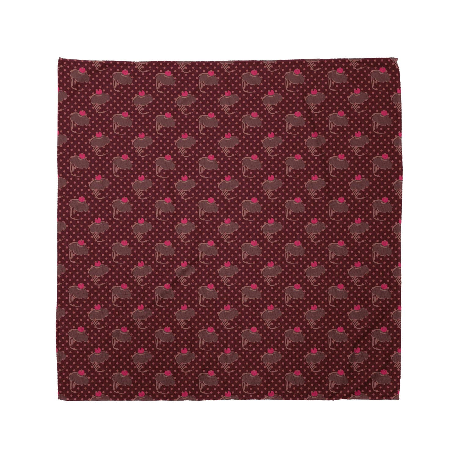 Ambesonne Chocolate Bandana with Yummy Cupcakes Cherry Print - Unisex Head Scarf & Neck Tie for Outdoor Activities, Cosplay, and Fashion Accessories