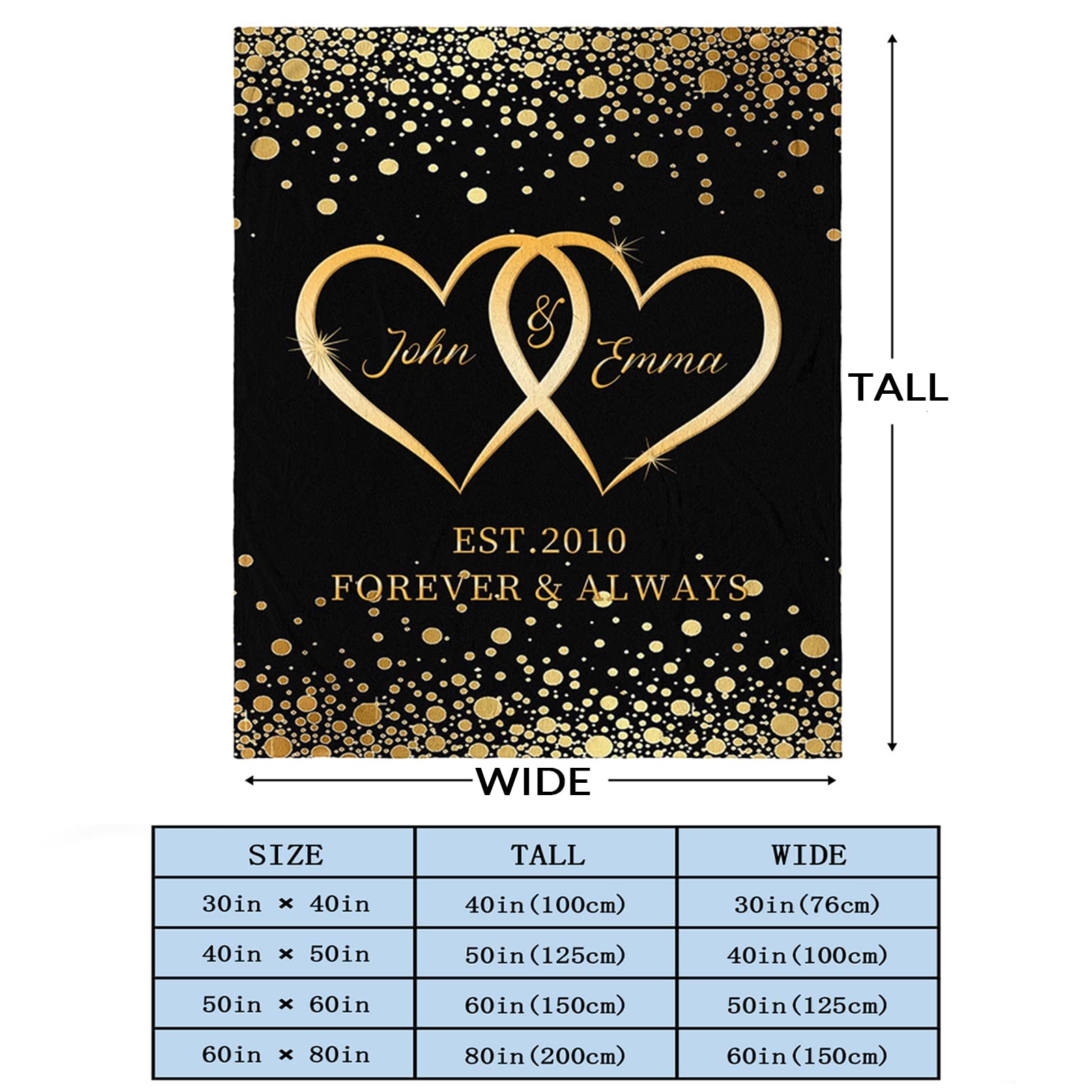 Personalized Couple Blankets - Custom Anniversary & Valentine's Day Gifts for Boyfriend, Wedding Present for Him, Birthday Gift for BF, Long Distance Relationship Keepsake - Perfect for Romantic Dates, Home Decor & Thoughtful Surprises