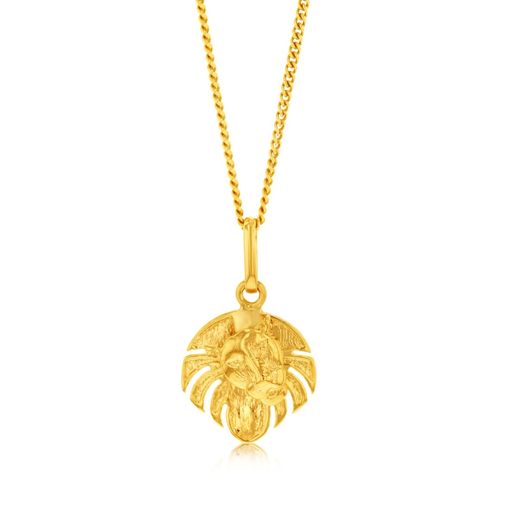 9ct Yellow Gold 11mm Lion Pendant Necklace - Elegant Animal Jewelry for Men & Women - Perfect for Gifts, Parties, and Everyday Wear