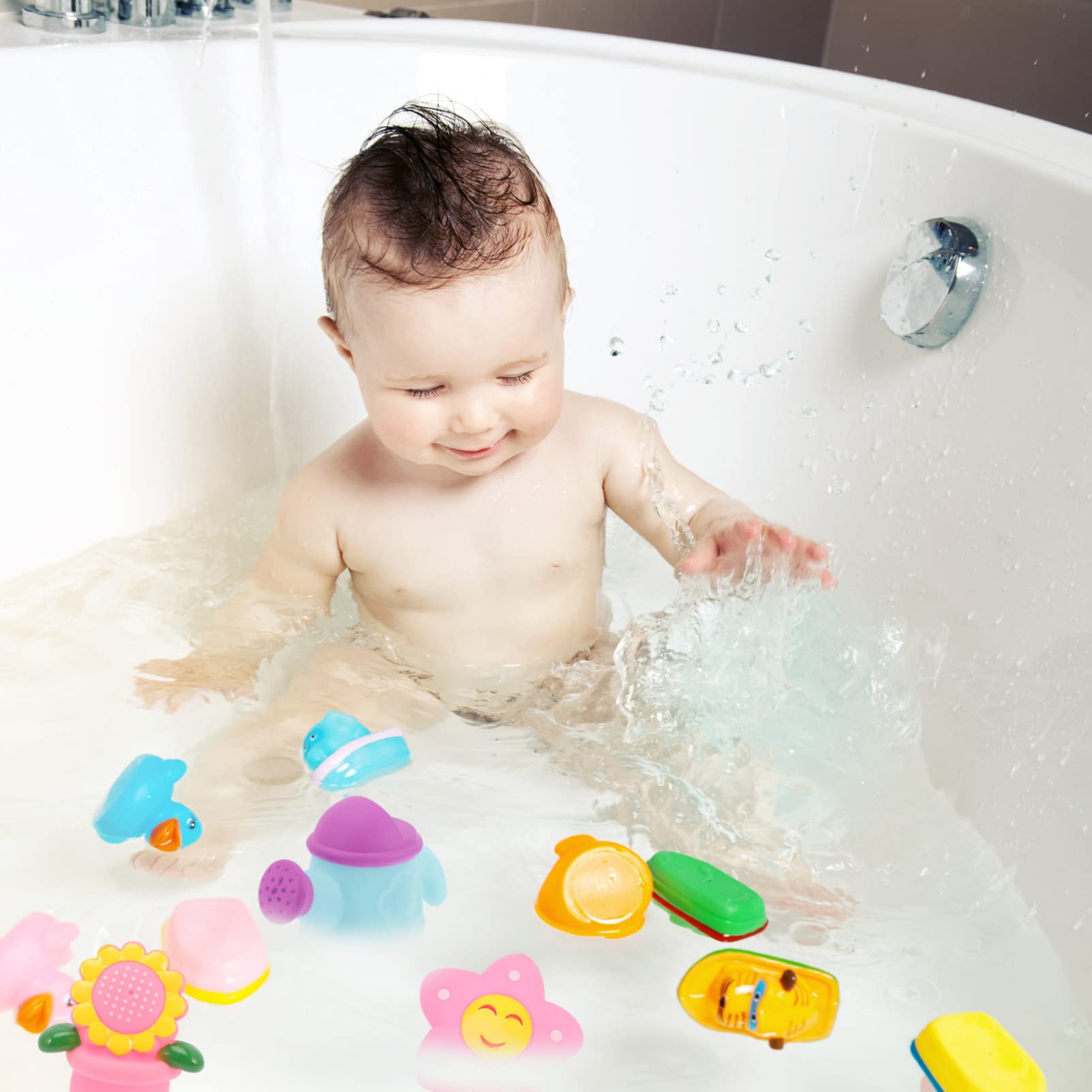 4-Piece Water Play Toys for Kids - Fun Bathtub & Shower Bath Toys Set, Durable Plastic Floating Toys for Toddlers & Babies - Perfect for Bath Time, Pool, and Outdoor Water Play