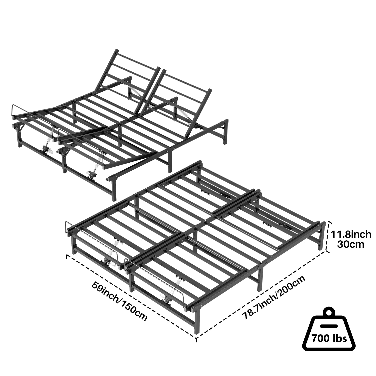 Redlife Queen Adjustable Bed Frame - Electric Bed Base with Remote Control, Independent Head/Foot Incline & Zero Gravity Position | Easy Assembly for Queen Mattress | Perfect for Back Pain Relief, Reading in Bed & Home Theater Setup