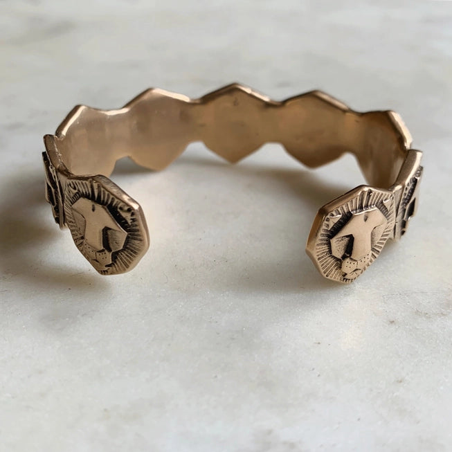 Handcrafted Mimosa Lion Cuff Bracelet in Bronze - Elegant Boho Jewelry for Women, Perfect for Parties, Weddings & Everyday Wear