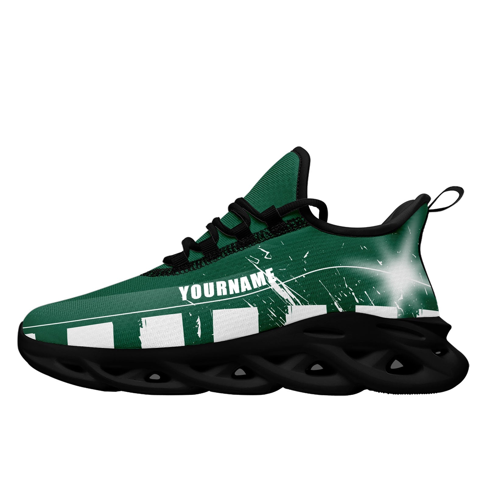 Custom Green & White New York Maxsoul Personalized Sneakers FN003 D020260 - Breathable Comfort Shoes for Walking, Running & Casual Wear - Size 28 Online Customization Available