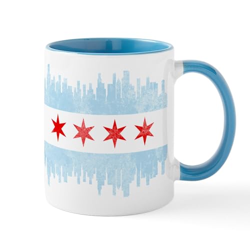 White/Blue Inside - Chicago Skyline Flag Mugs