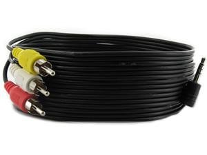 Premium 3.5mm to 3-RCA Composite AV Cable (6ft) for JVC Camcorders - GR-D790US/GR-D796/GR-D850/GR-D870/GR-D93US/GR-D94/GR-DA30US/GR-DF430US/GR-DF450US/GR-DF470US/GR-DF550US/GR-D347U - Connect Camcorder to TV/Monitor for Video Playback & Editing