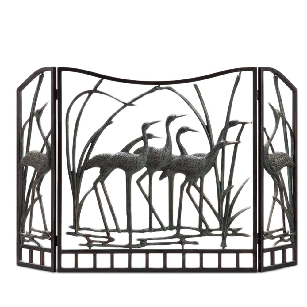 SPI Home Crane Flock Aluminum Fireplace Screen - Decorative Fireplace Cover for Living Room, Bedroom & Patio - Heat Resistant & Rustproof Safety Screen for Indoor & Outdoor Use
