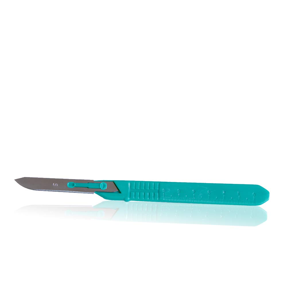 Disposable Scalpels with Scale - #60 Surgical Blades (100 Pack) - Ideal for Medical Procedures, First Aid, and Crafting