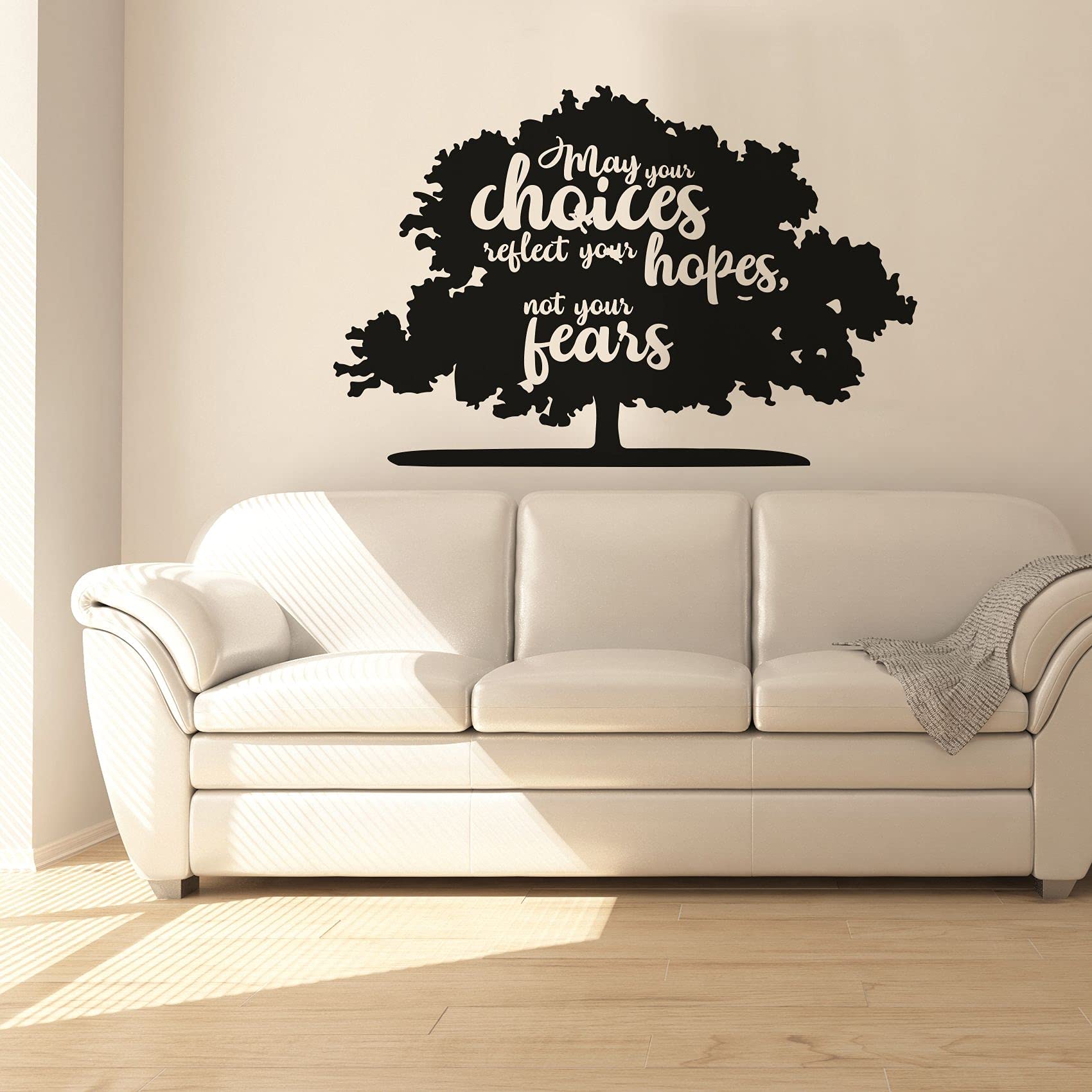 Inspirational Tree Silhouette Wall Decal - 'May Your Choices Reflect Your Hopes' Quote Vinyl Sticker (22x30 Inch) for Nursery, Kids Room & Home Decor - Perfect for Bedroom, Playroom and Classroom Wall Art