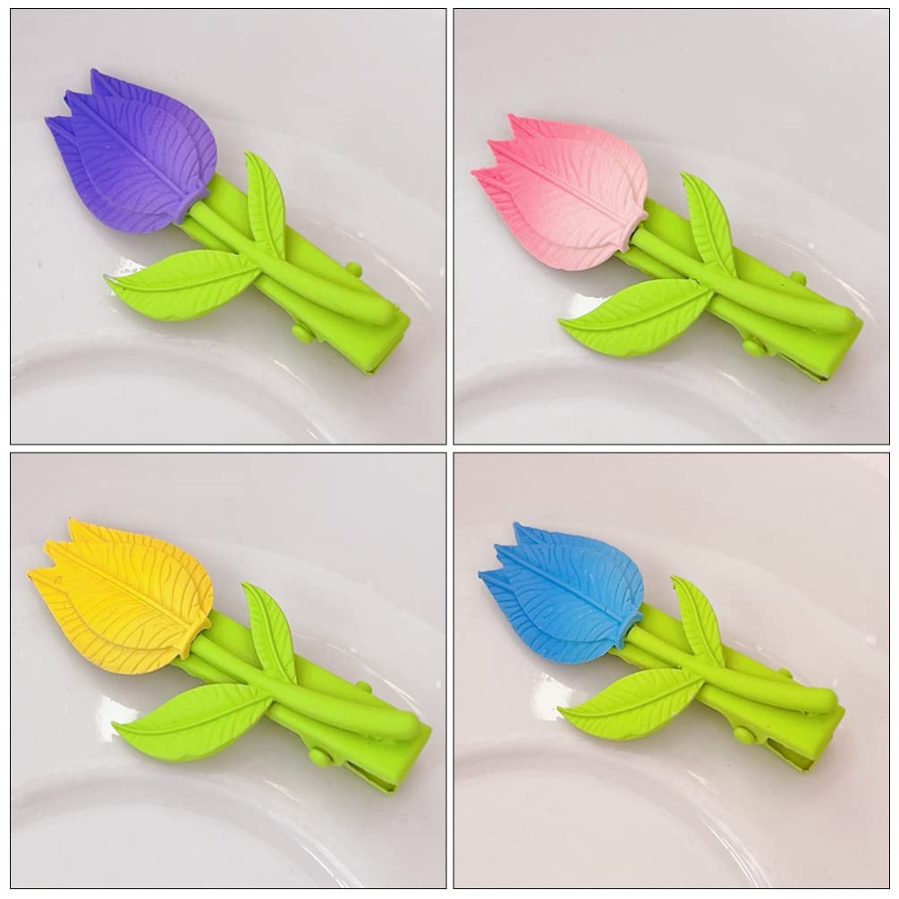 5pcs Tulip Hair Clips for Women & Girls - Floral Hair Accessories with Artificial Flowers - Perfect for Weddings, Parties & Everyday Style