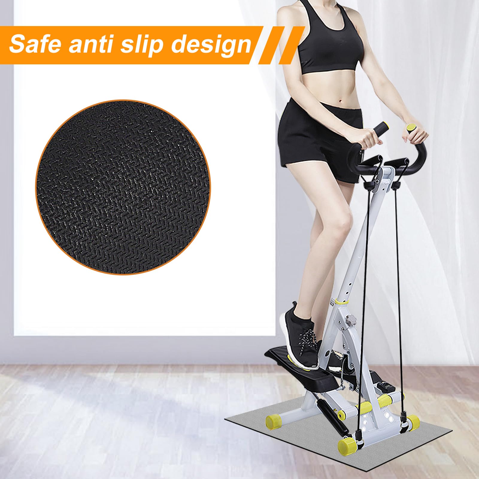 Non-Slip Elliptical Machine Mat - Dark Grey Exercise Mat for Under Desk Elliptical, Stair Stepper & Leg Exerciser | Perfect for Home Gym, Office Workouts & Senior Fitness