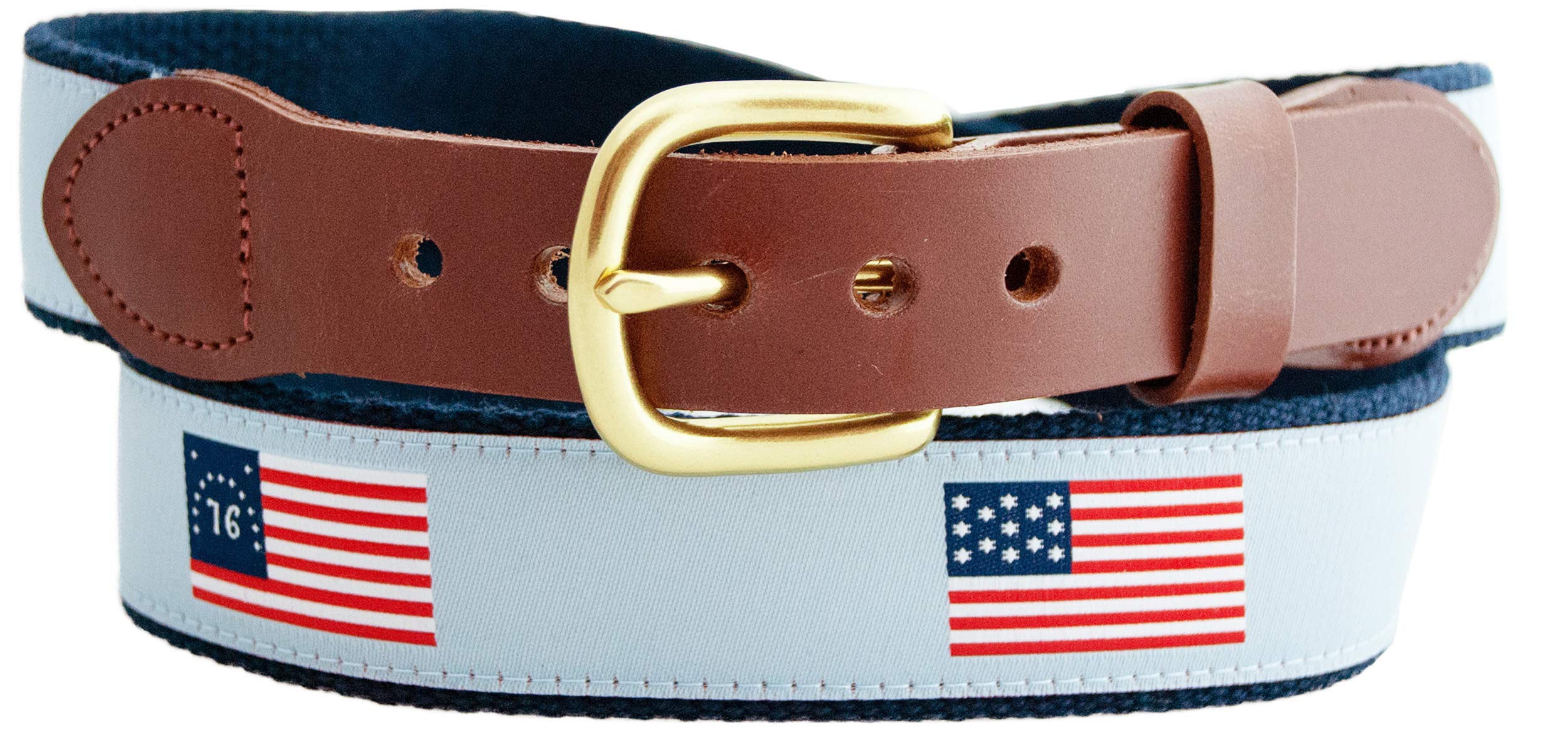 Leather Man Ltd Four Fathers Flag Belt - Patriotic American Flag Design Belt for Men | Perfect for 4th of July, Veterans Day & Patriotic Events