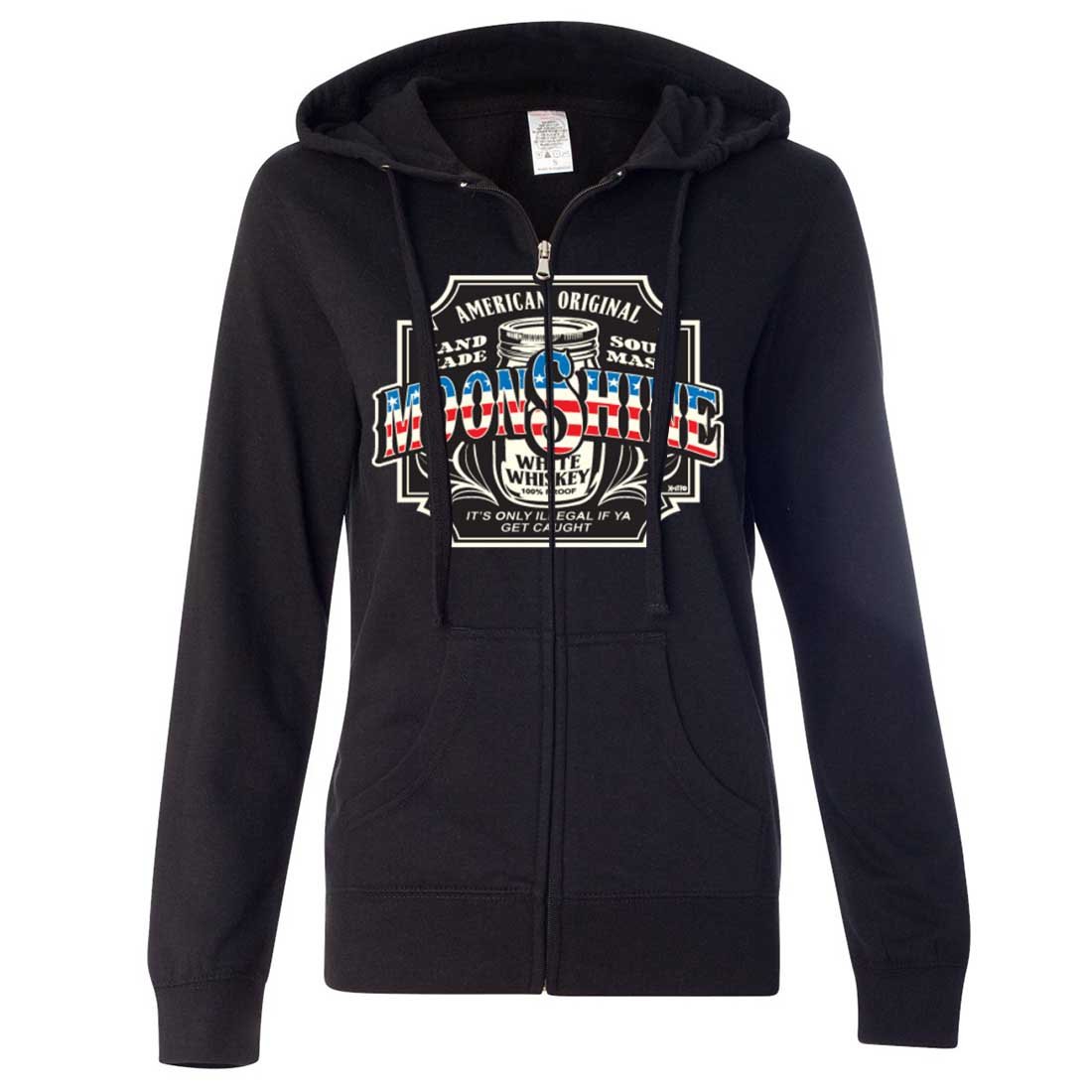 American Original Moonshine Women's Lightweight Zip-Up Hoodie Jacket - Casual Pullover for Outdoor, Travel & Streetwear Fashion