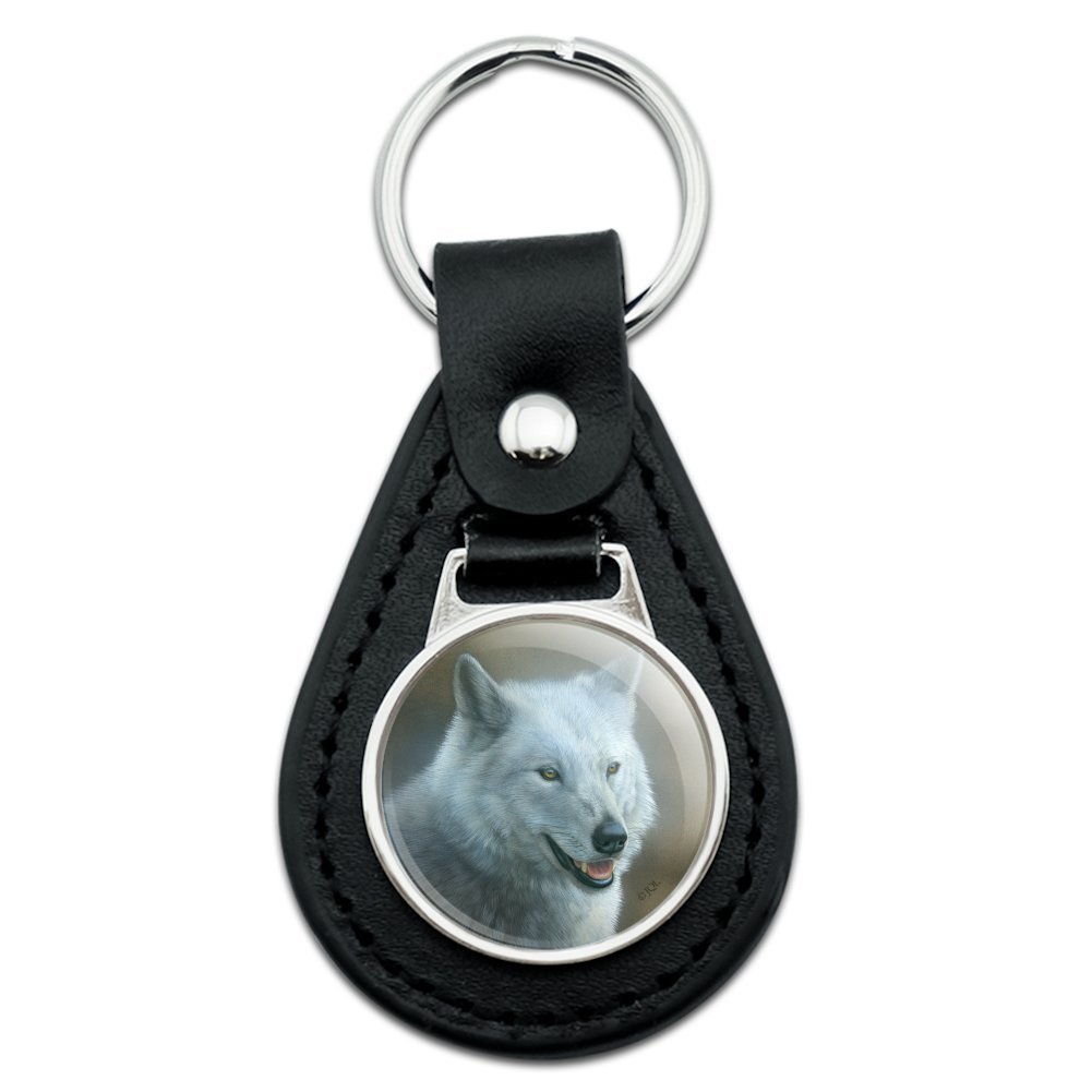 Black Leather White Wolf Growling Keychain - Premium Handmade Keyring for Men & Women - Perfect for Gifts, Backpacks, and Outdoor Adventures