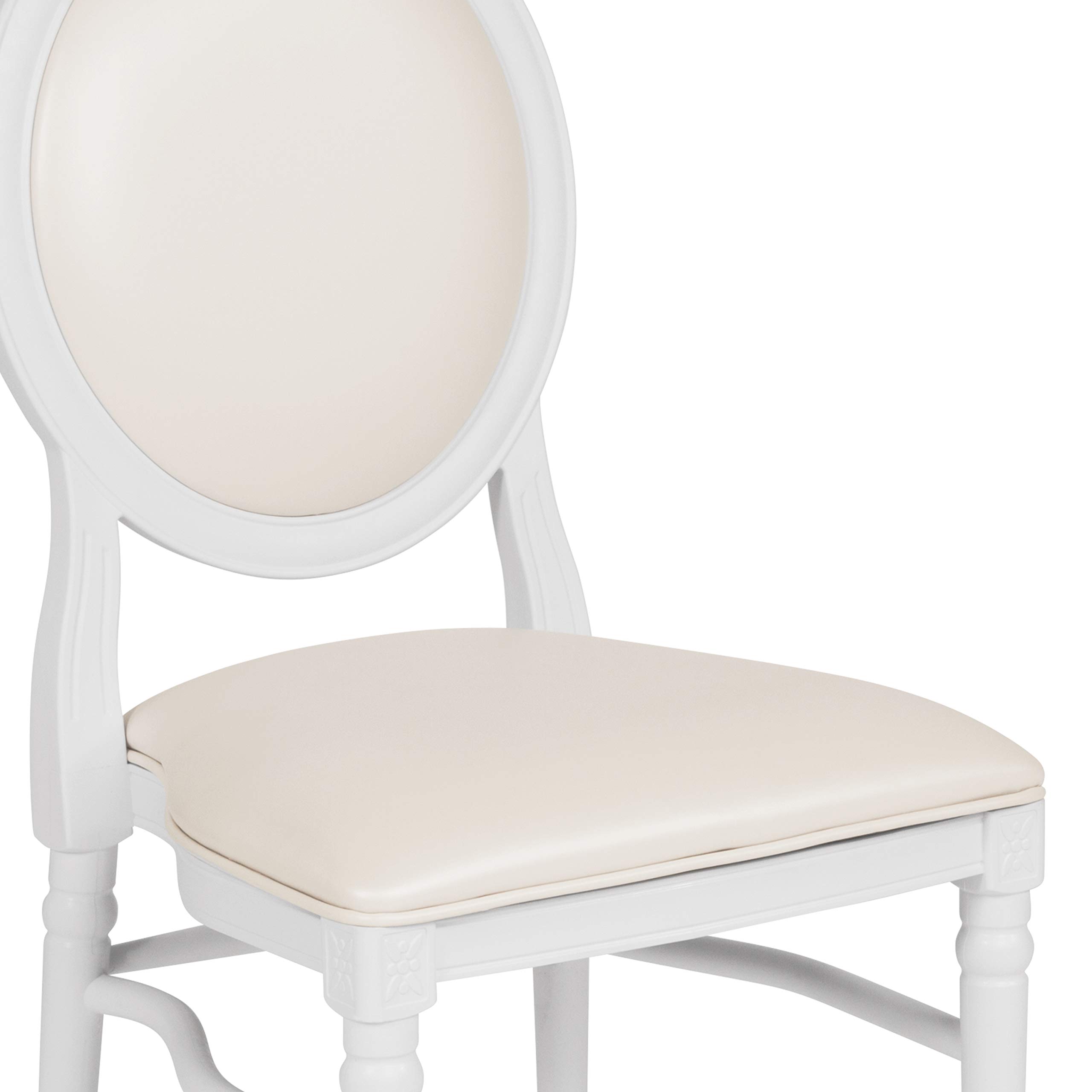 EMMA + OLIVER King Louis Dining Chair & Desk Chair - White Vinyl Upholstered Seat & Back with Sturdy White Frame - Perfect for Home Office, Dining Room & Study Spaces
