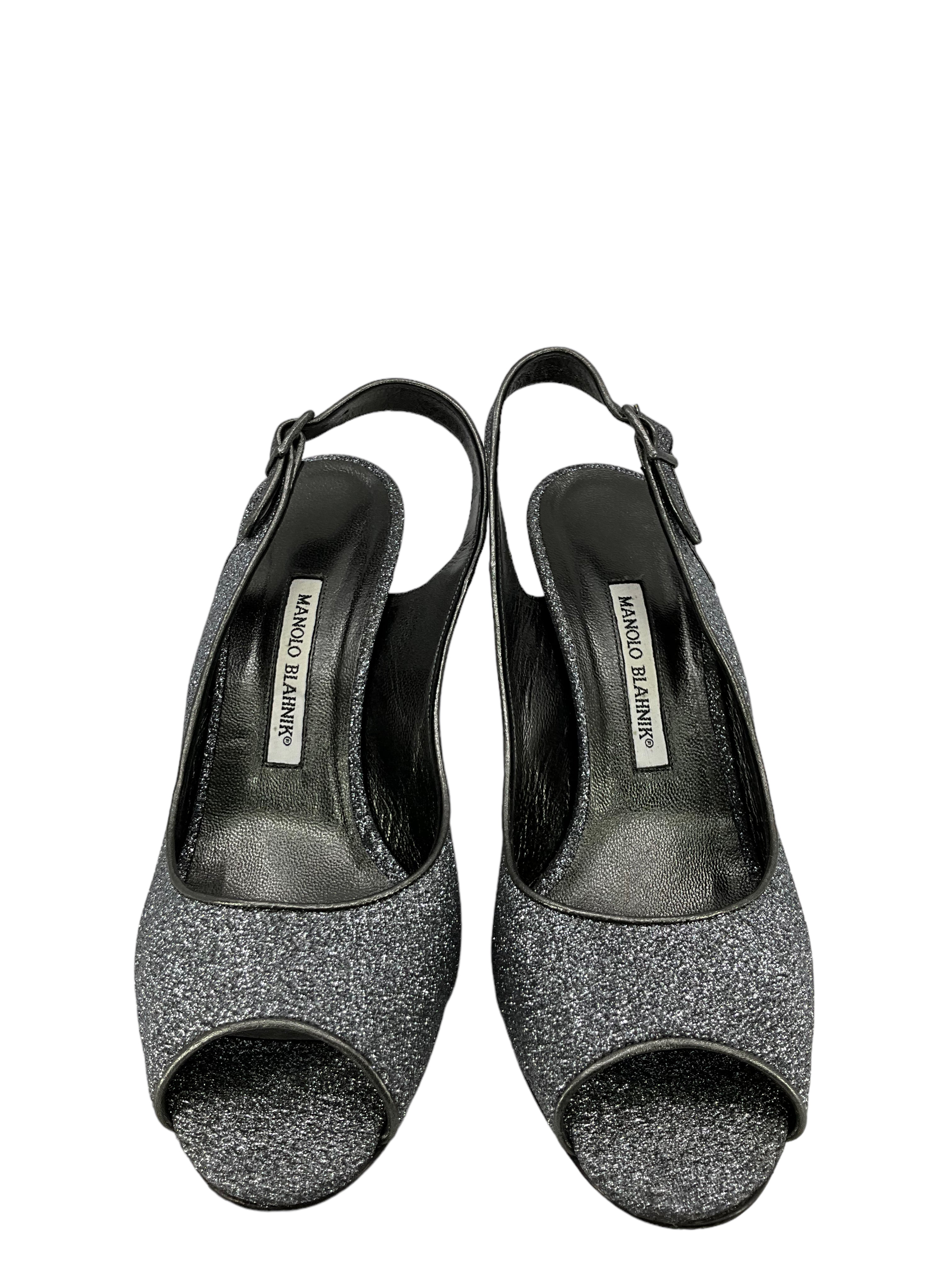 Manolo Blahnik Glitter Slingback Heels - Women's Size 11 | Elegant Evening Pumps for Parties, Weddings & Special Occasions