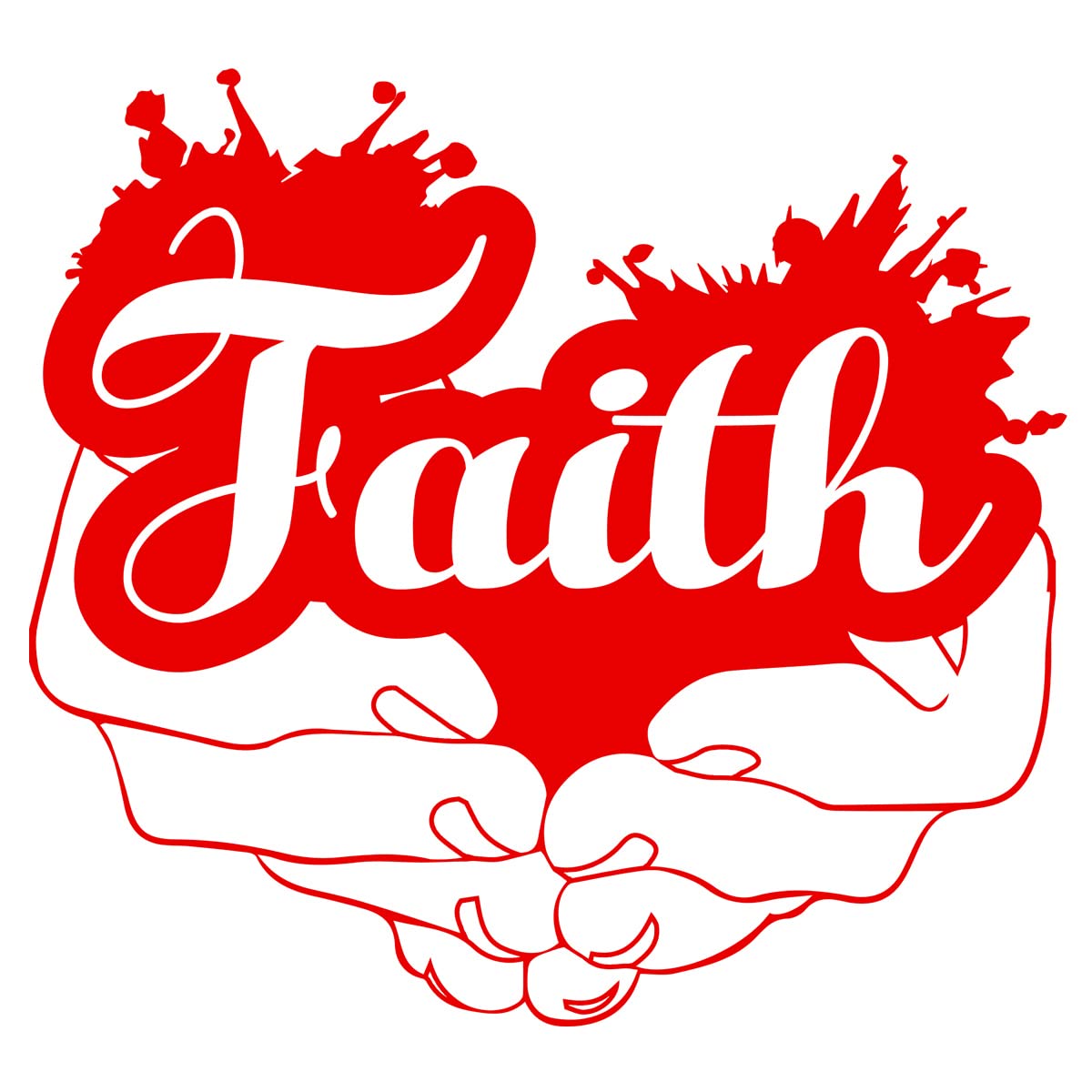 VWAQ Faith Hands Wall Decal - Christian Religious Home Decor Art (18