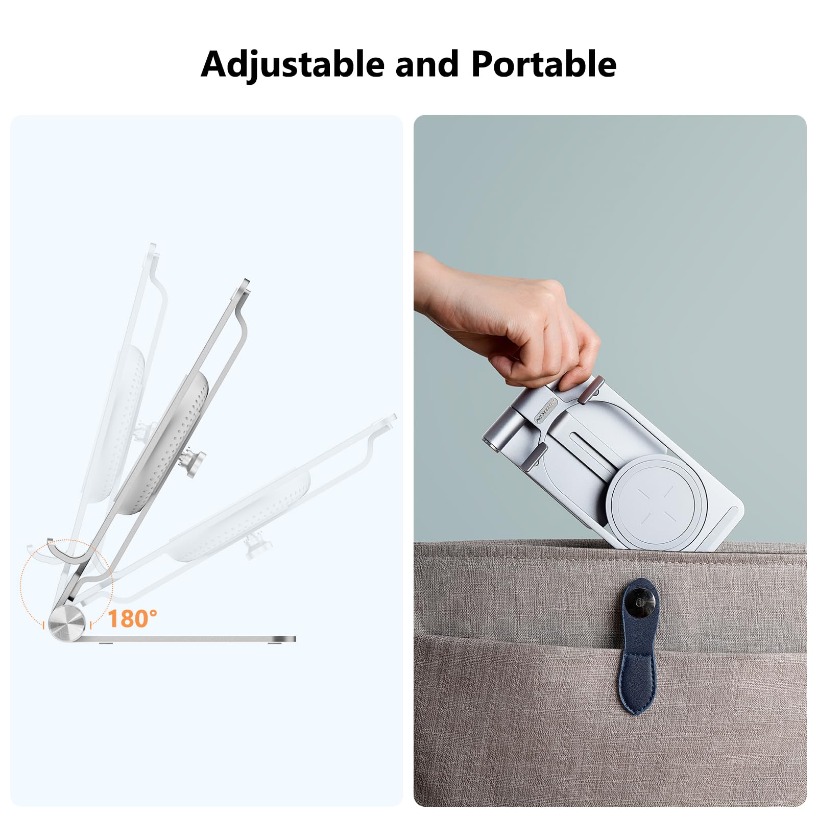 Nillkin Fast 15W Wireless Charger Stand - Adjustable & Foldable Metal Phone Holder for iPhone 15/14/13/12 Pro Max, Samsung Galaxy S24/S23/S22/S21 Ultra, Qi-Certified Charging Pad for Bedroom, Office & Travel
