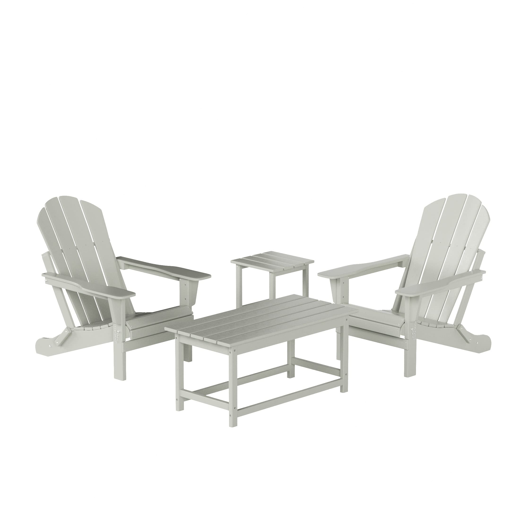 Premium HDPE Adirondack Chairs & Tables Set of 4 - UV/Weather Resistant Outdoor Furniture for Patio, Balcony, Garden - Perfect for Relaxing, Entertaining & Outdoor Dining