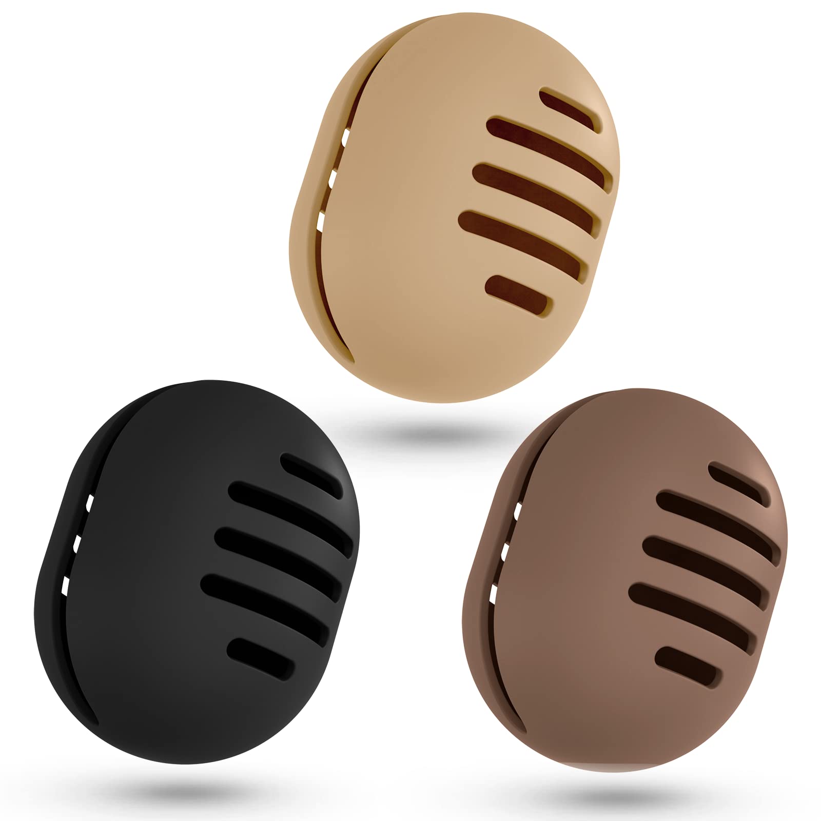 3PCS Double-Sided Breathable Silicone Makeup Sponge Holder - Travel-Friendly Beauty Blender Case for All Sponges, Shatterproof & Sanitary Reusable Design (Black, Coffee, Khaki) - Perfect for Travel, Gym & Daily Makeup Organization
