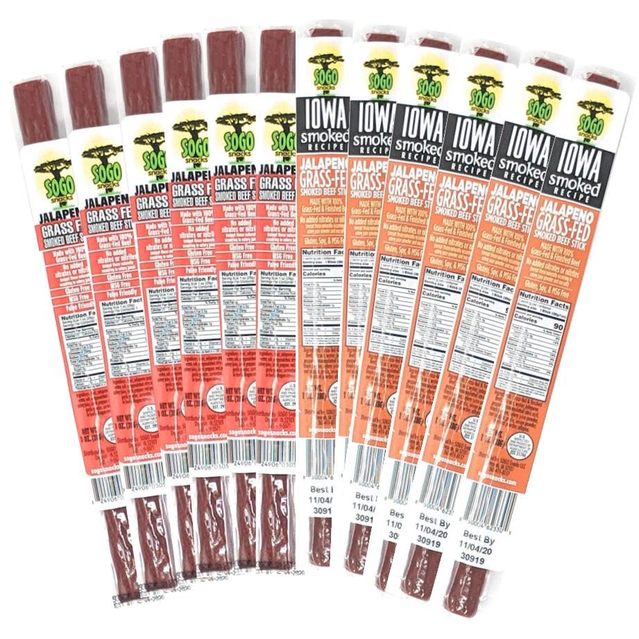 Keto-Friendly Jalapeño Beef Sticks - 100% Grass-Fed, Non-GMO, No Sugar, Nitrates, Gluten, Soy, MSG, Dairy or Nuts - Paleo & Whole30 Approved Snacks (72 Jalapeño & 72 IASM Jalapeño, 1-oz, 144 Count) - Perfect for On-the-Go Snacking, Hiking, Travel & Low-Carb Diets