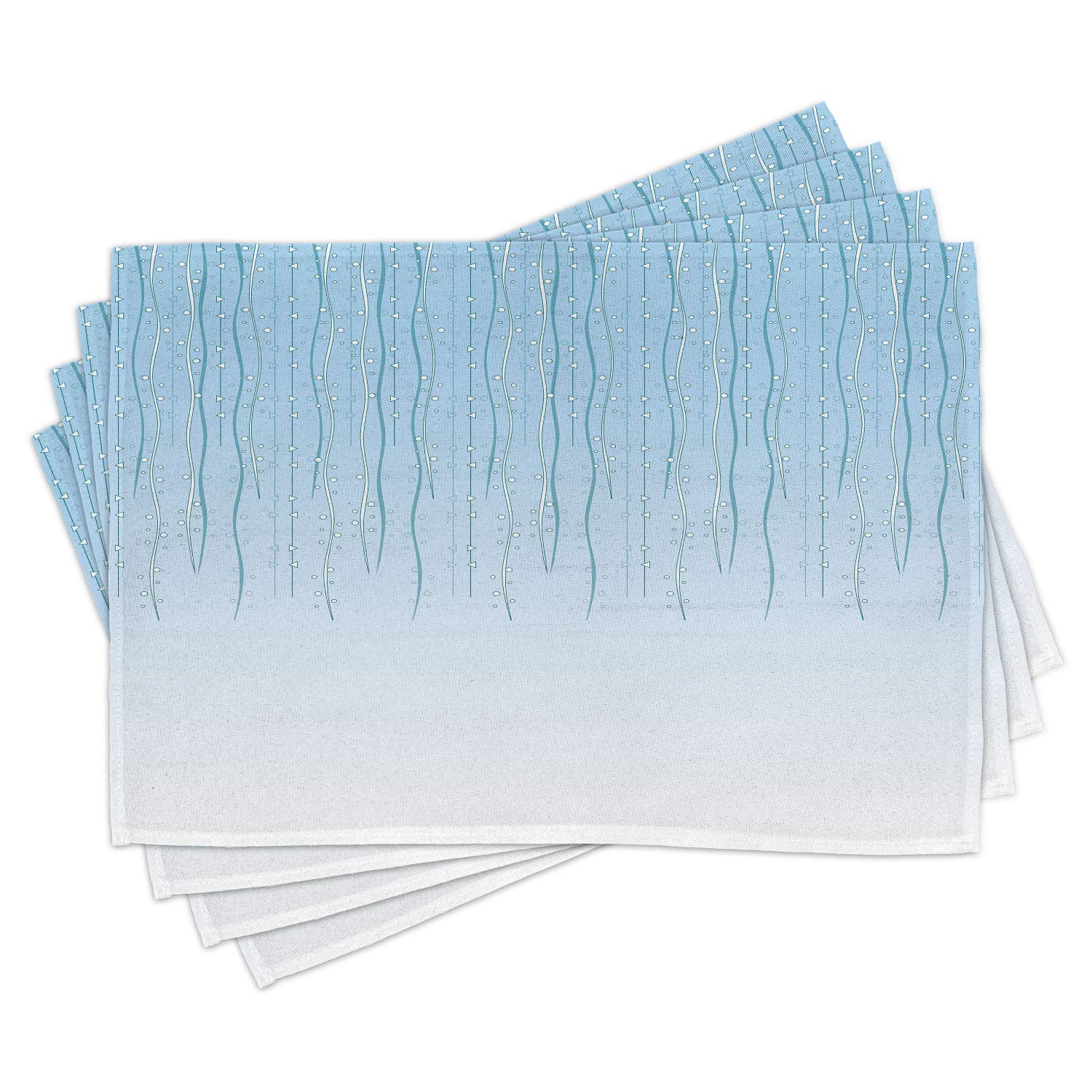Ambesonne Floral Placemats Set of 4 - Vintage Ivy Pattern Washable Fabric Table Mats for Dining Room & Kitchen Decor in Sky Blue | Perfect for Holiday Dinners, Brunch Parties & Home Styling