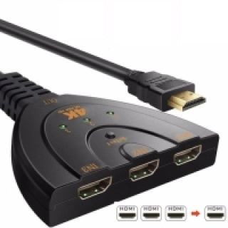 3 Port HDMI Switch 4K Ultra HD 1080p - High Speed HDMI Switcher Splitter for TV, PC, Gaming Consoles (PS5, Xbox) - Perfect for Home Theater & Multi-Device Setup