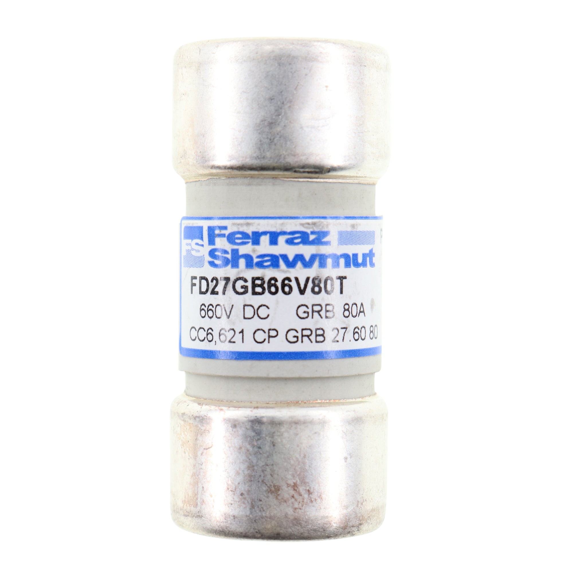 FERRAZ SHAWMUT FD27GB66V80T Semiconductor Protection Fuse - 660VDC Class GRB 80A for Solar Inverters, EV Charging & Industrial Power Systems