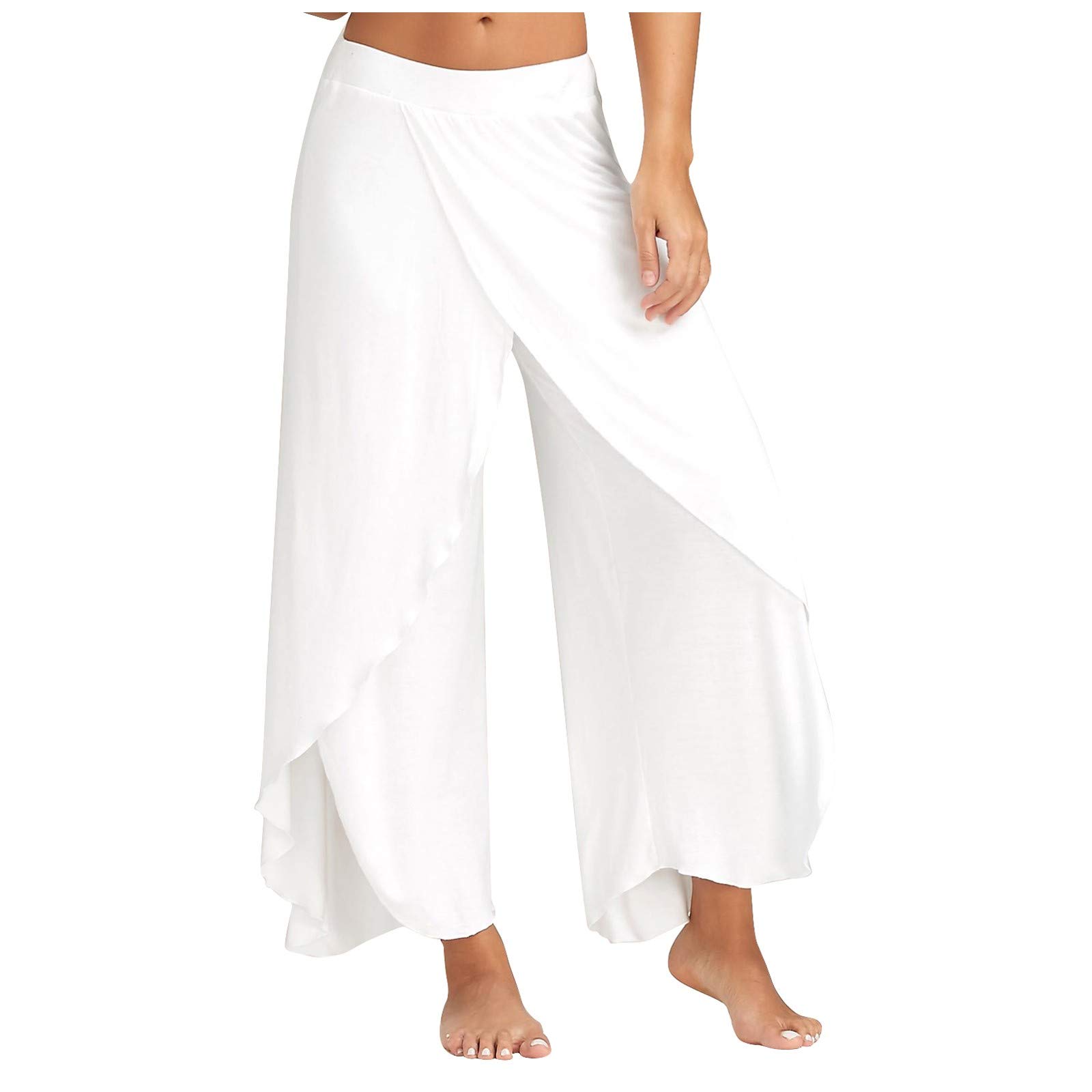 WOCACHI Women's Yoga Harem Pants - High Waisted Capri Joggers with Side Slits for Workout, Lounge & Beach Cover-Up | Soft Stretchy Active Sweatpants for Running, Travel & Casual Wear
