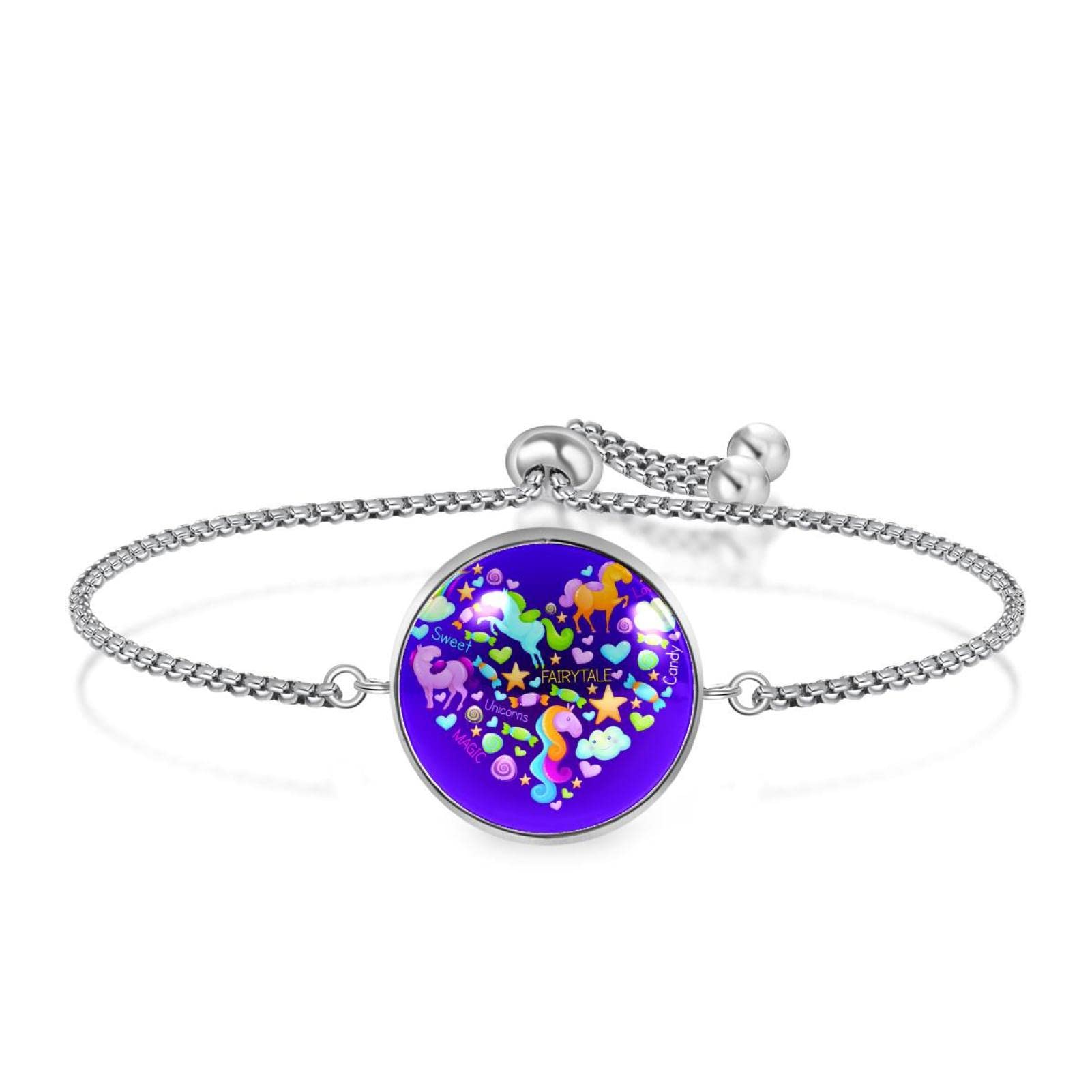 Unicorn Heart Rainbow Expandable Bangle Bracelet for Women & Girls - Adjustable Cute Jewelry Gift for Christmas, Birthday, Valentine's Day - Perfect for Parties, Festivals & Everyday Wear