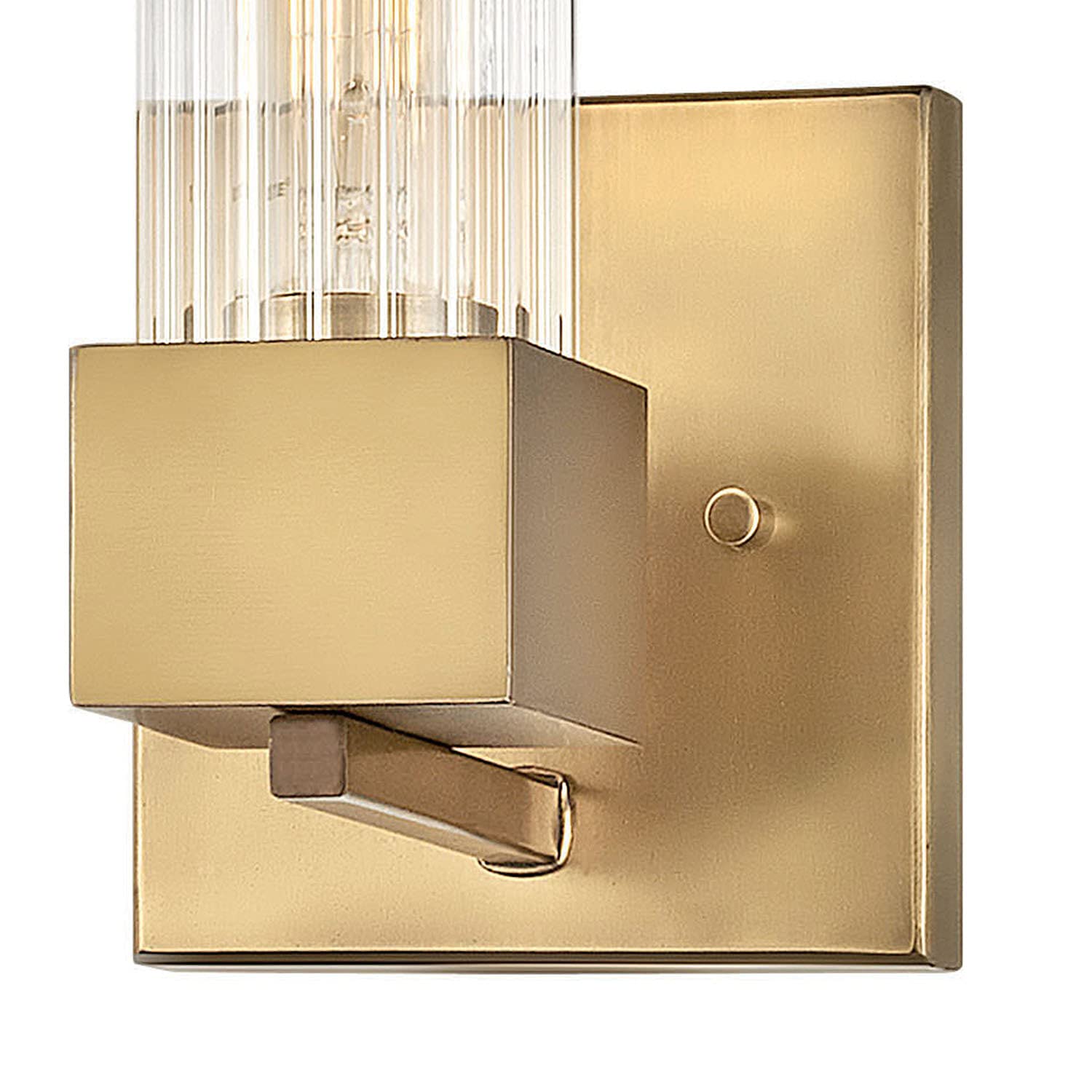 Hinkley Xander Collection One Light Bathroom Vanity Fixture with Ribbed Clear Glass in Heritage Brass - Elegant Lighting for Modern Bathrooms, Powder Rooms & Vanity Areas