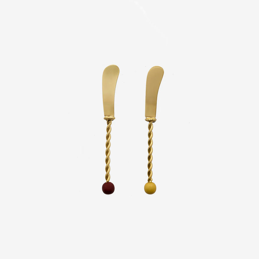 Bitossi Home Torchon Butter Knives Set of 2 - Premium Ceramic Butter Spreaders for Breakfast, Brunch & Tea Time