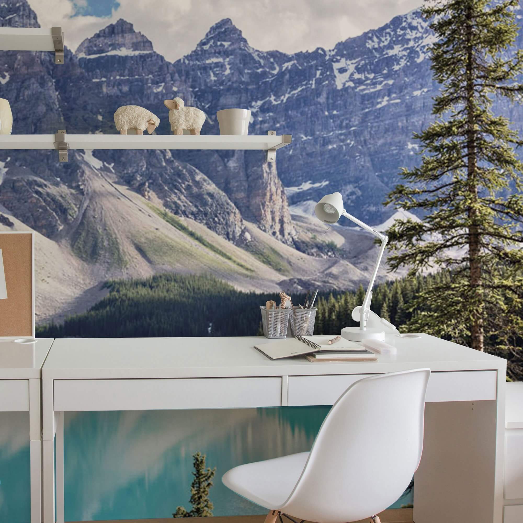 Green and Blue Mountain Landscape Peel and Stick Removable Wall Mural - Self-Adhesive Wallpaper for Home Decor, Bedroom, Living Room, Office - Easy to Install & Remove