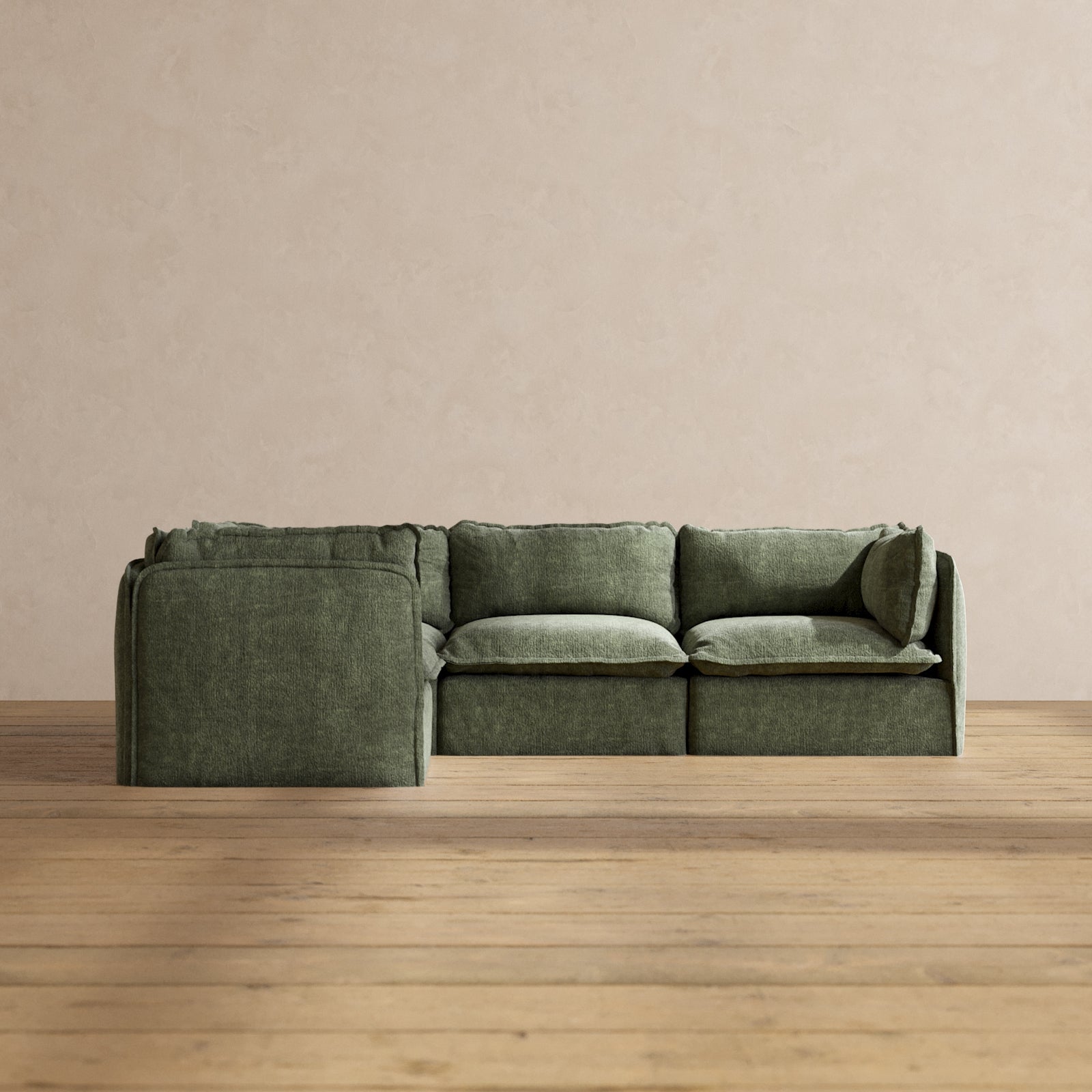 Modular Performance 4-Seater Corner Sectional Sofa in Willow Fabric | Deluxe Blend Sofa Set for Living Room, Family Room & Lounge Areas