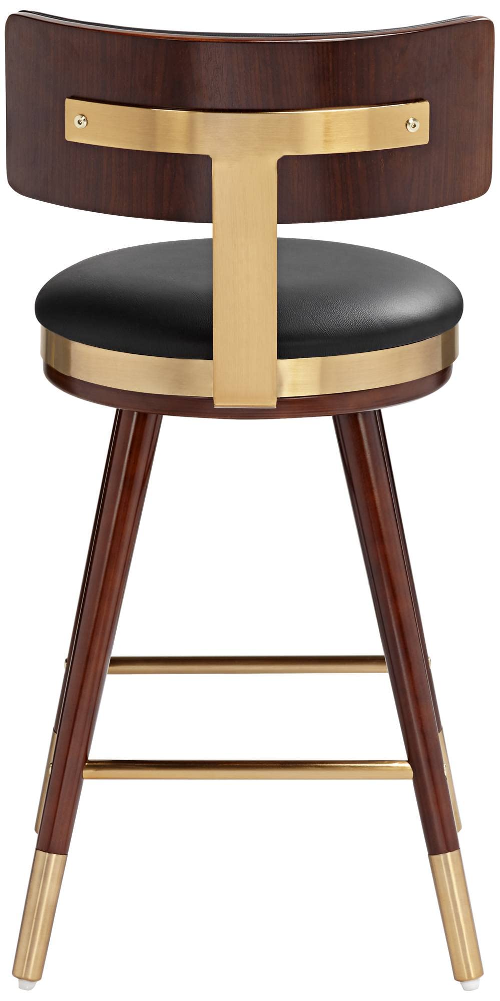 Studio 55D Parker Walnut Wood & Gold Metal Bar Stool - 25.5