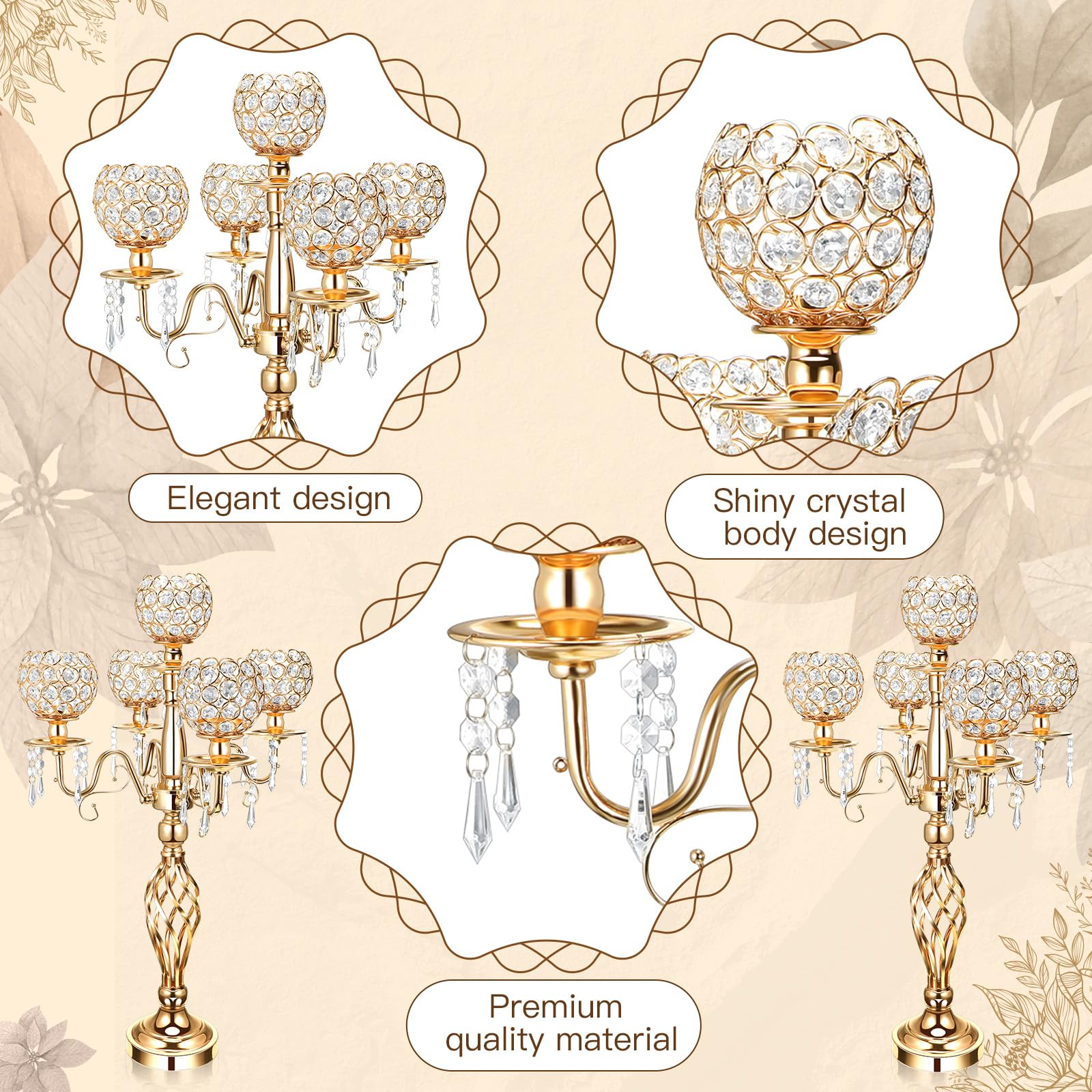 5-Arm Crystal Candelabra Centerpiece - 27